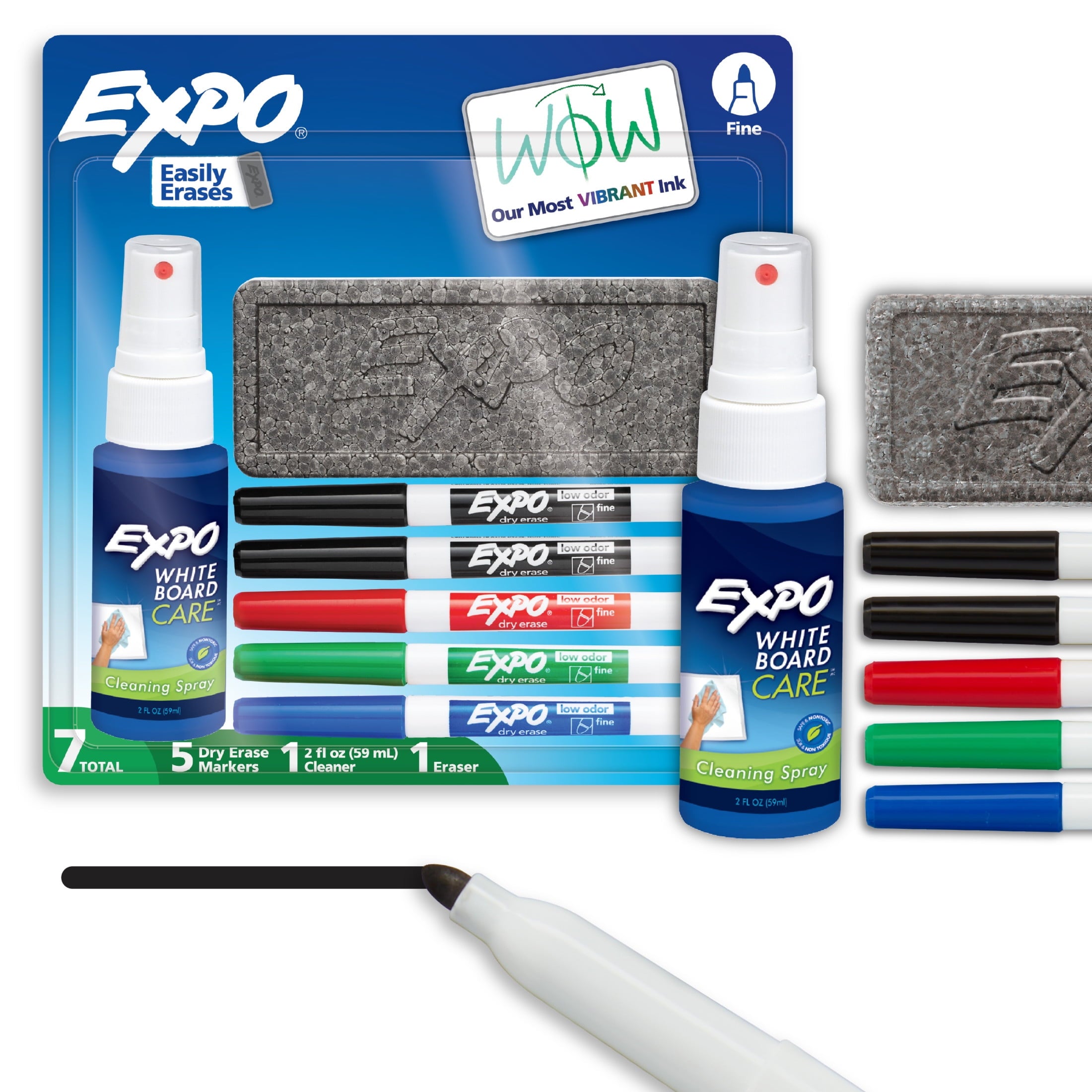 EXPO Dry Erase Markers Kit, Includes Eraser, Spray Cleaner, 7 Count