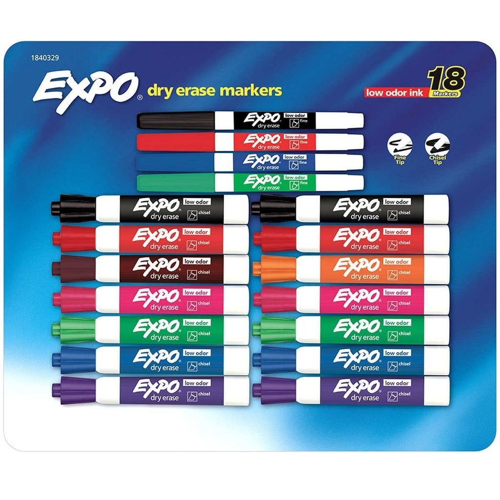 Expo Low Odor Dry Erase Markers, 18 Count