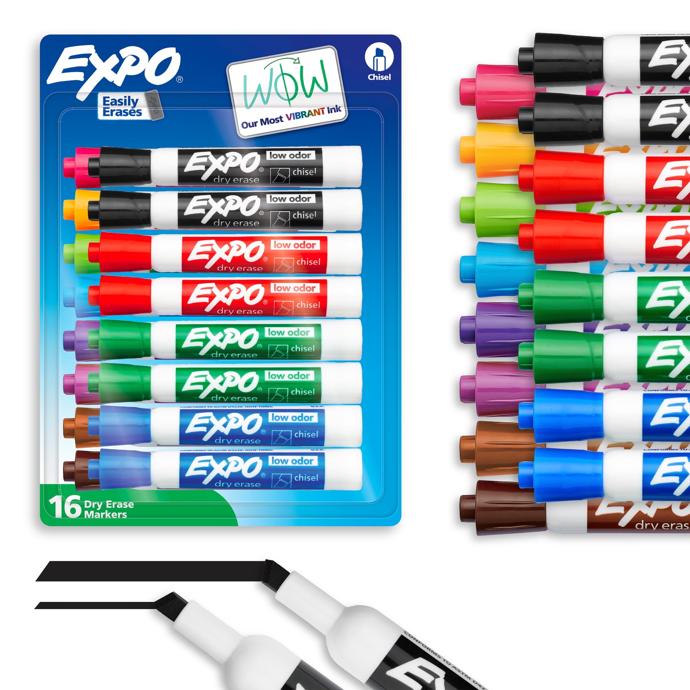 EXPO Dry Erase Markers, Chisel Tip, Assorted Colors, 12 Count