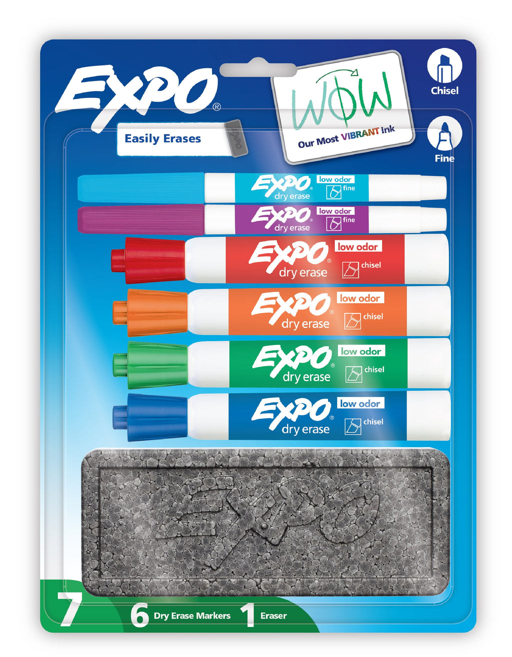 EXPO Dry Erase Markers Kit, Includes Eraser, 7 Count