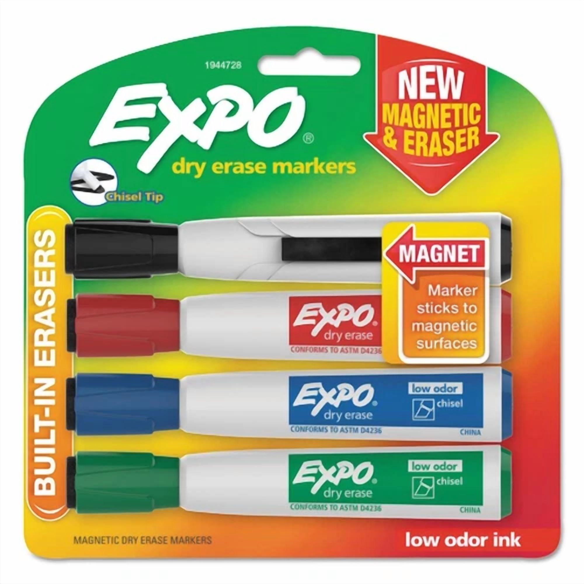 Expo Magnetic Dry Erase Marker Chisel Tip Assorted 4/Pack 1944728