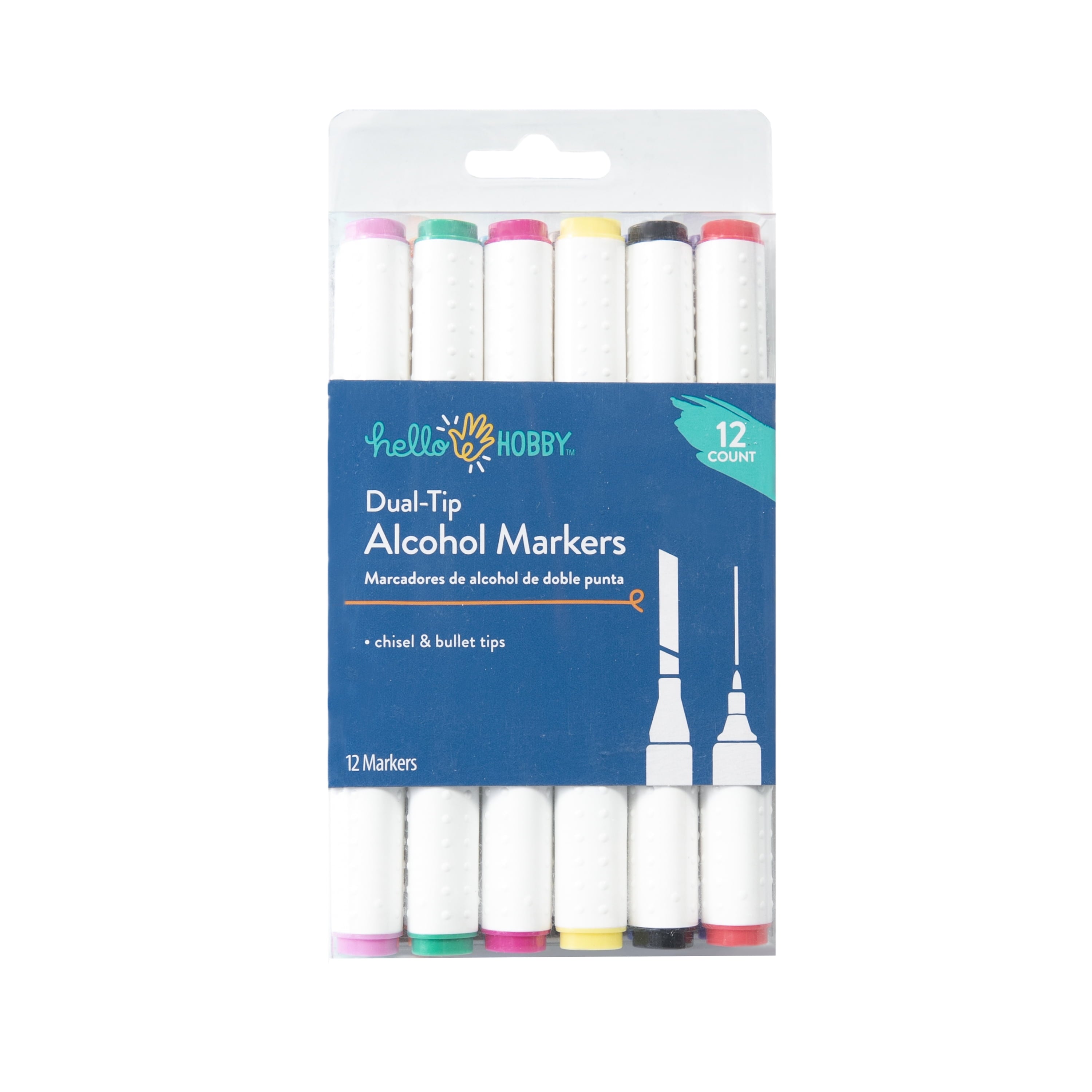 Hello Hobby Dual-Tip Alcohol Markers for Adult Crafting, 12 Count Blendable