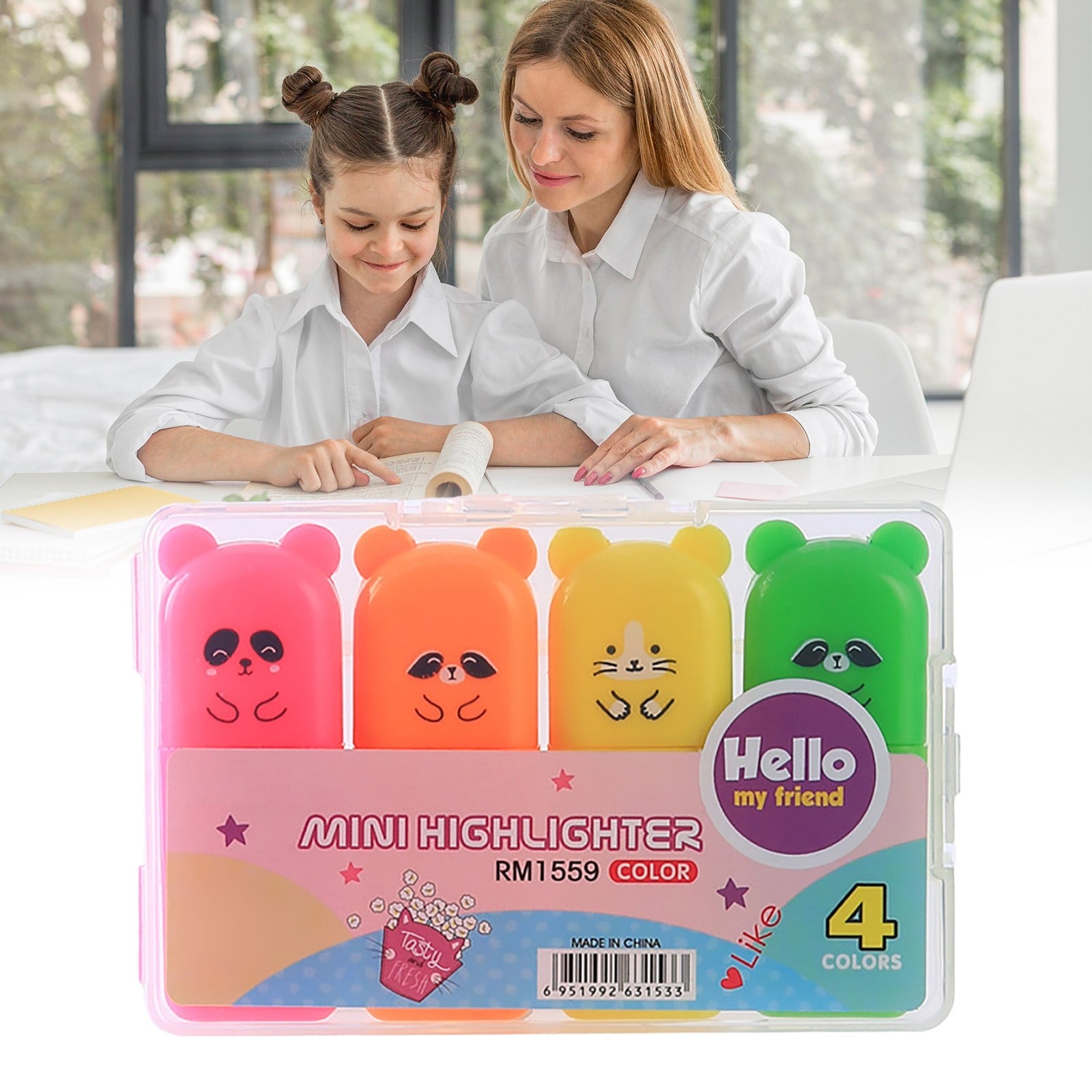 Hot Sale! Plertrvy Color Highlighter 4 Colors Available Color Marker Pen Set 10ml Highlighters Assorted Colors Pack Of Highlighters1ml, Punctuation Cartoon Highlighter, Office Product