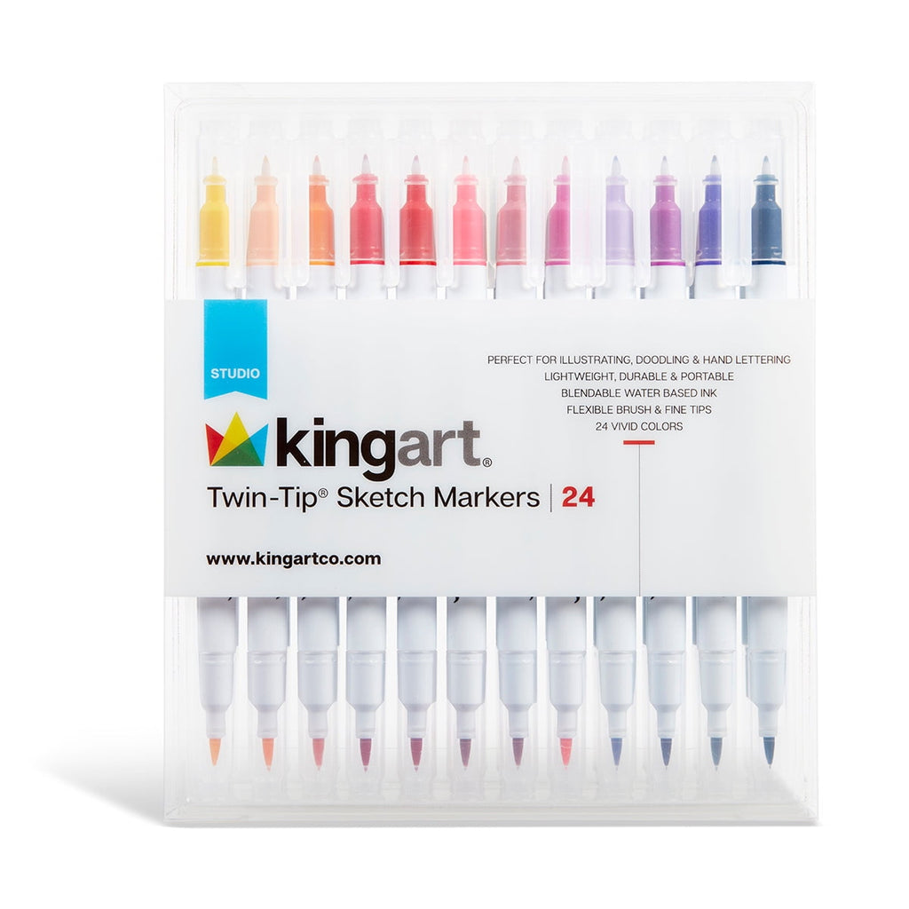 KINGART 24pc Twin-Tip Sketch Markers