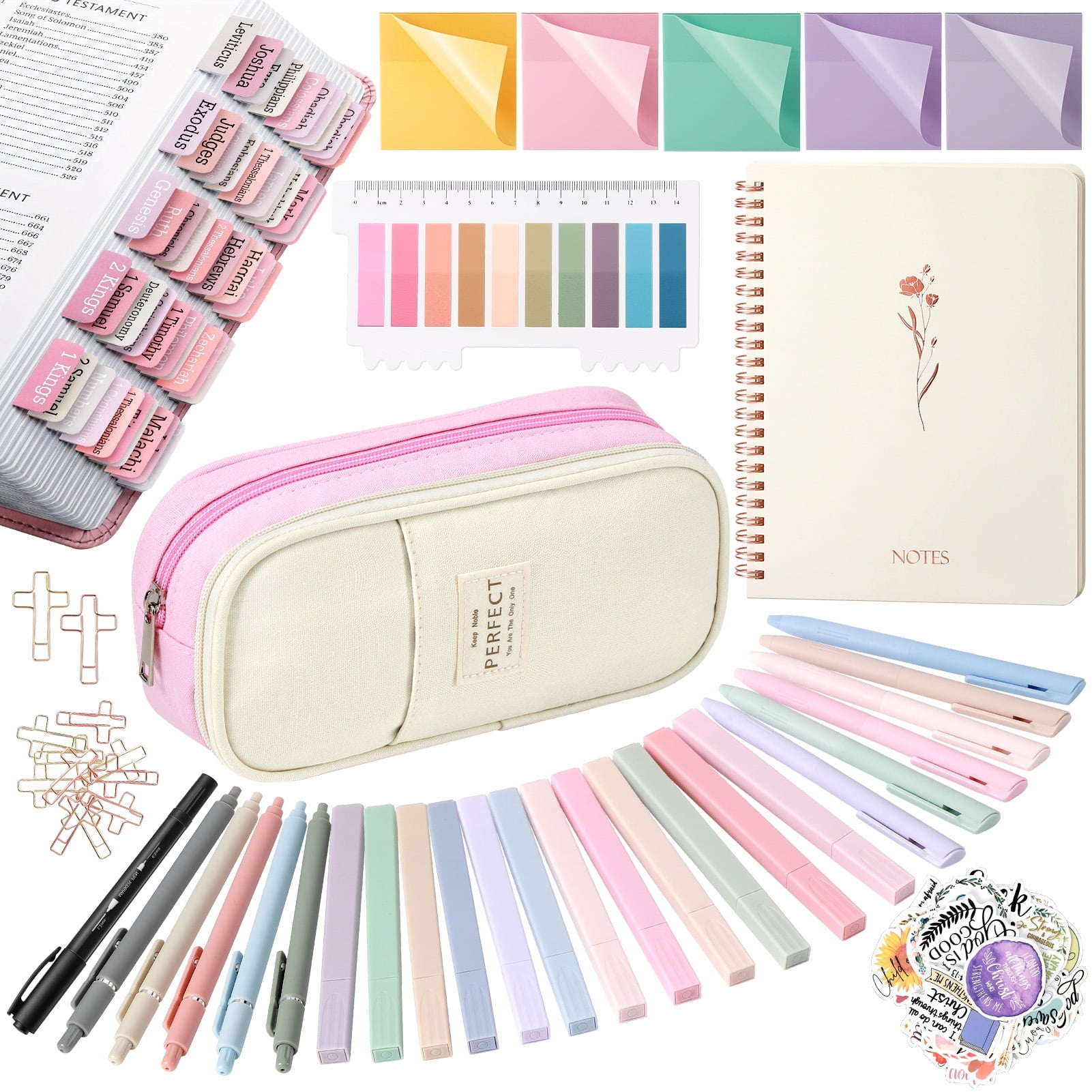 Livhil 154pcs Bible Study Supplies Complete Bible Journaling Kit, Christian Gifts for Women, Bible Study Tools for Devoted Christian Learner