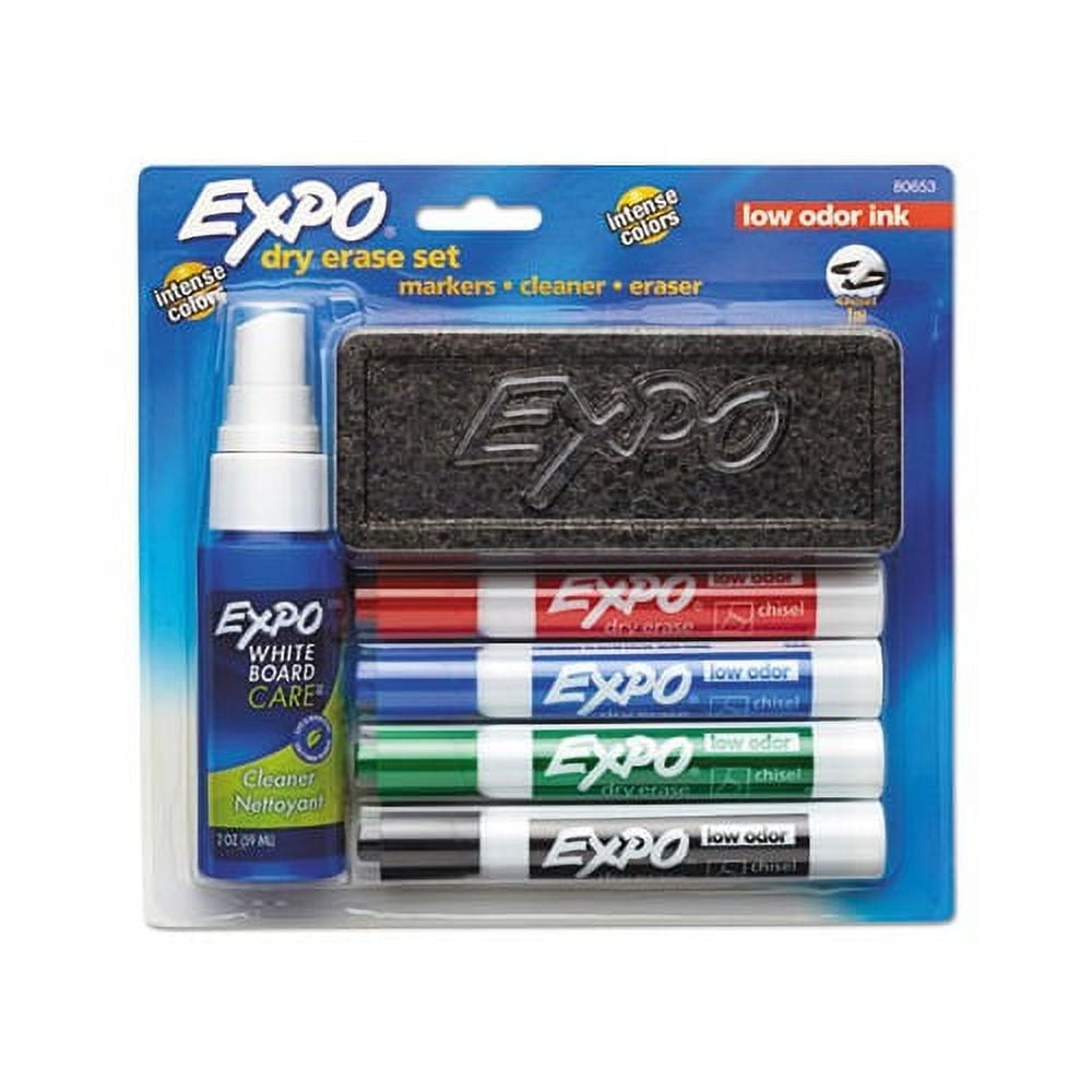 Low-Odor Dry Erase Marker Starter Set Broad Chisel Tip, Assorted Colors, 4/Set