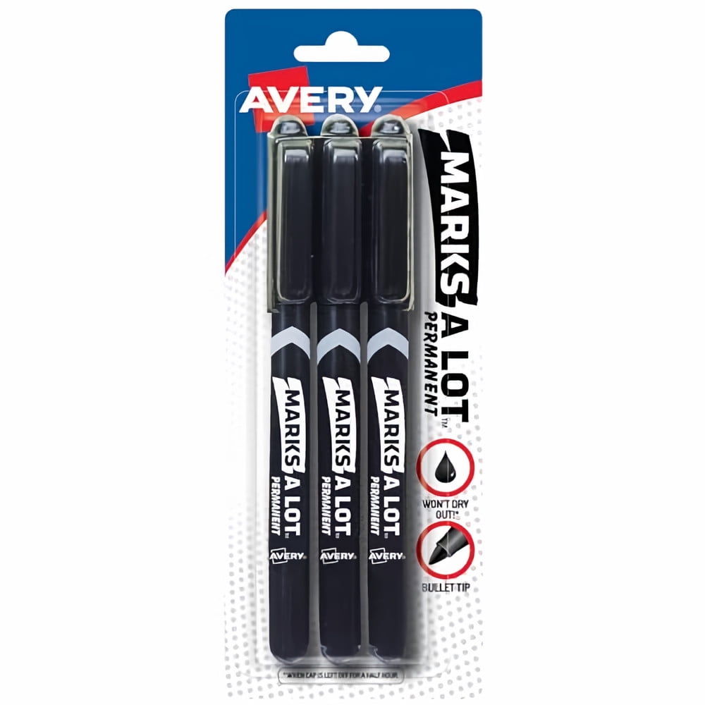Marks-A-Lot Fine Point Permanent Markers 29837, Black (Pack of 4)