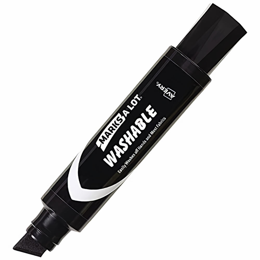 Marks-A-Lot Jumbo Chisel Tip Washable Marker Black (Pack of 2)