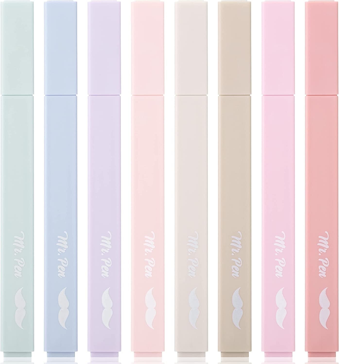 Mr. Pen- Aesthetic Highlighters, 8 Pcs, Chisel Tip, Muted Pastel Color, Assorted Color Highlighter Set