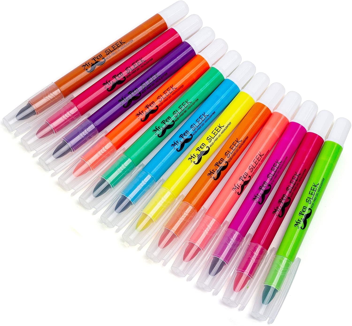 Mr. Pen Gel Highlighters, Chisel-Point, Assorted Colors, 12 Count