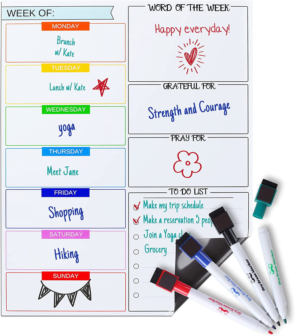 Mr. Pen- Magnetic Dry Erase Weekly Calendar for Fridge, 14.7 x 11.8", Weekly Dry Erase Board