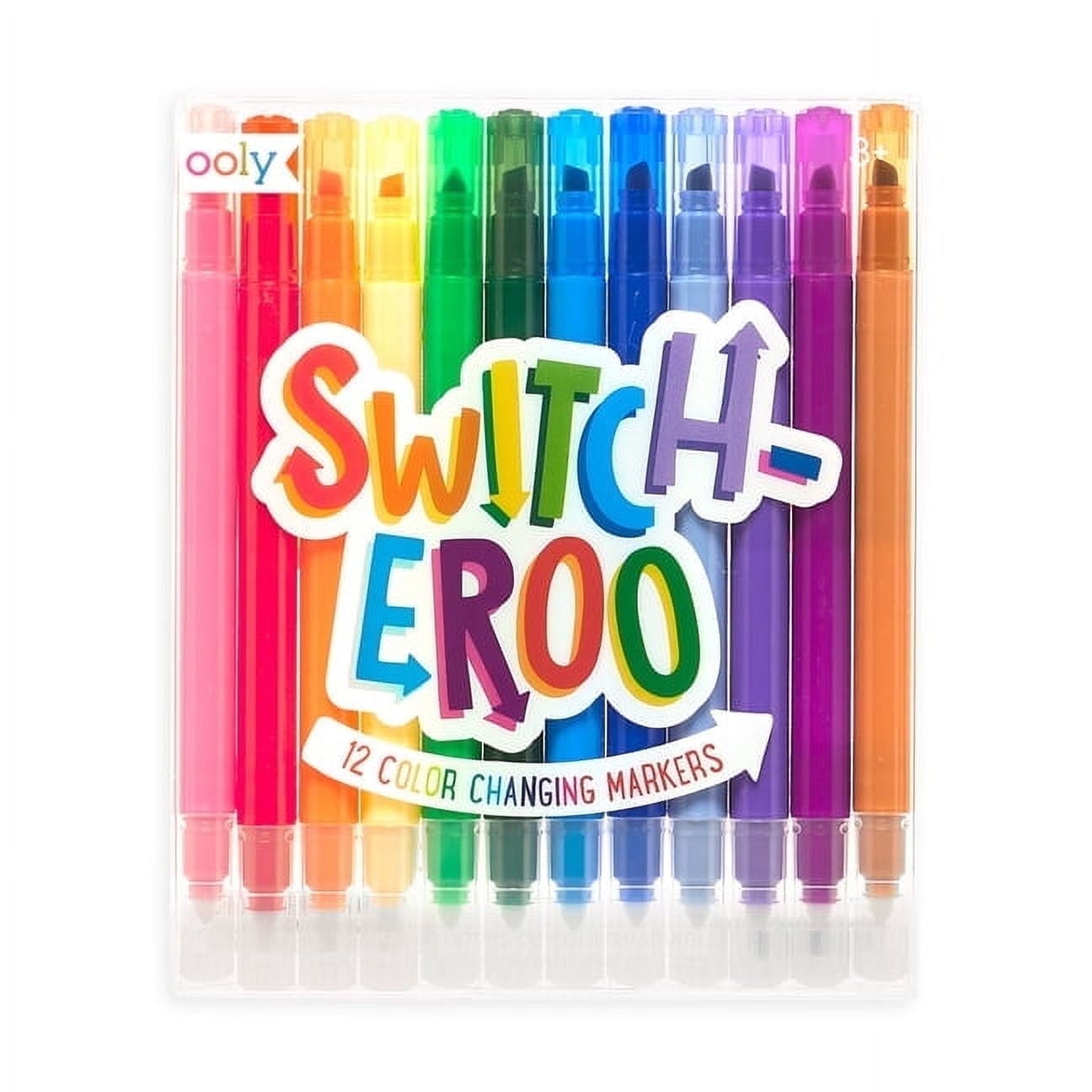 OOLY Switcheroo Sparkle, Glittery Color-Changing Markers, 12 Count