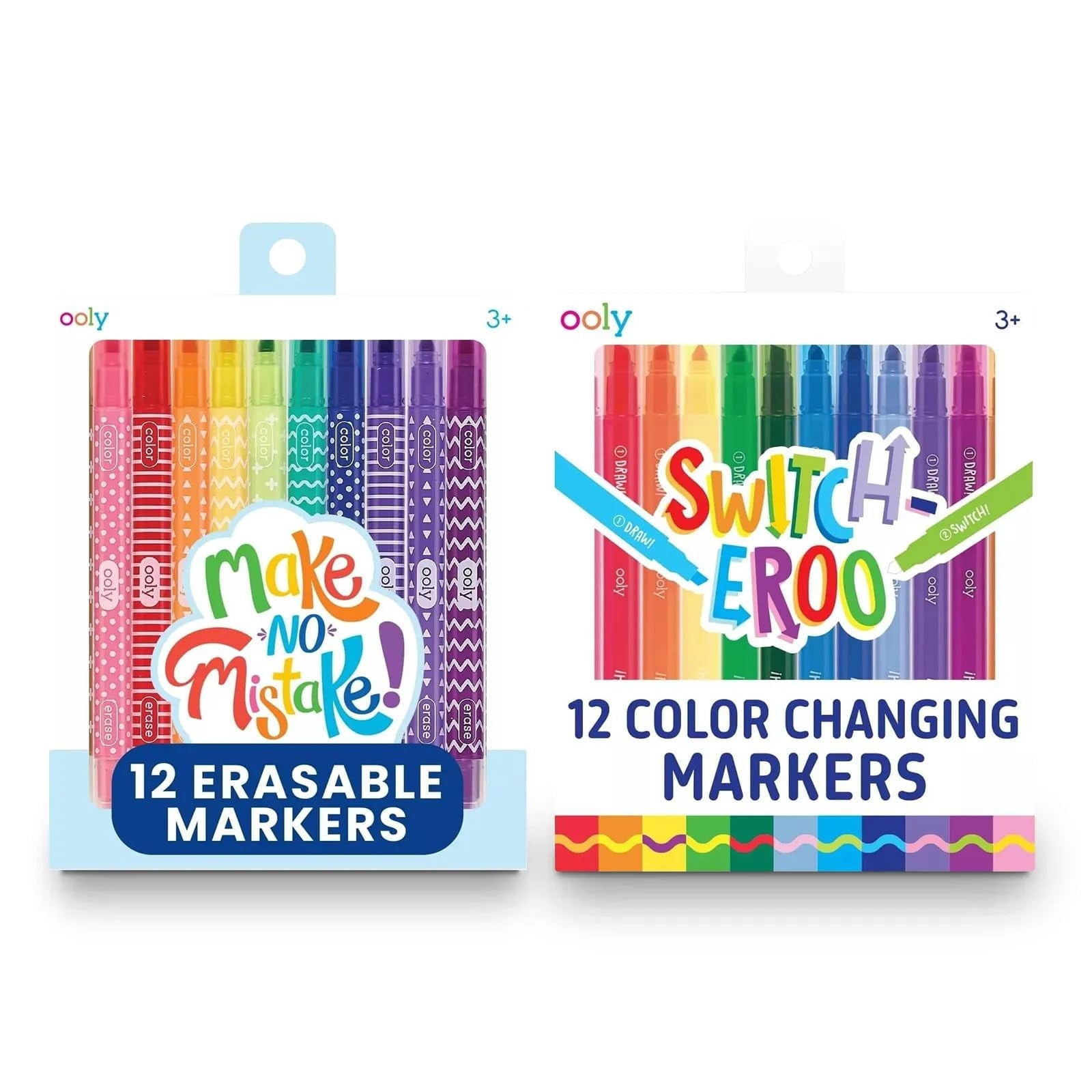 OOLY Switcheroo Sparkle, Glittery Color-Changing Markers, 12 Count