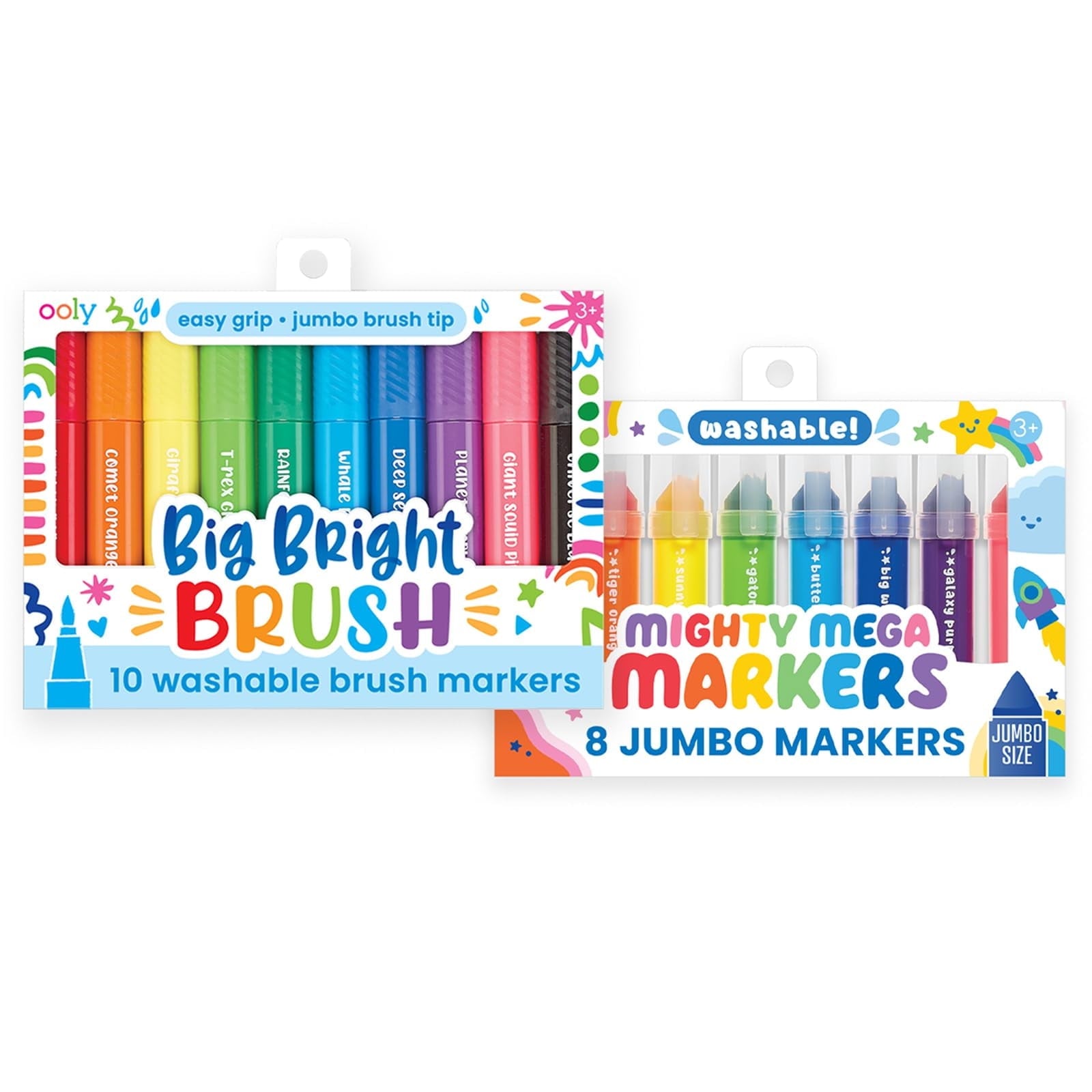 OOLY Mighty Mega Washable Markers with Jumbo Grip for Small Hands, 8 count
