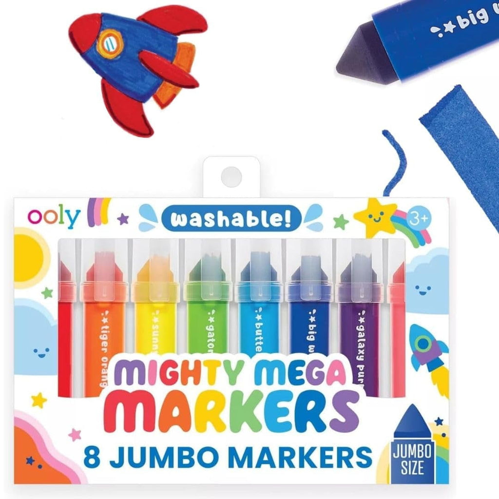 OOLY Mighty Mega Washable Markers with Jumbo Grip for Small Hands, 8 count