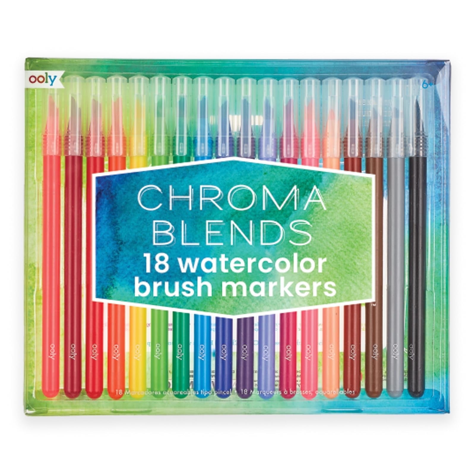 Ooly Chroma Blends Watercolor Brush Markers, Set of 18 Watercolor Markers