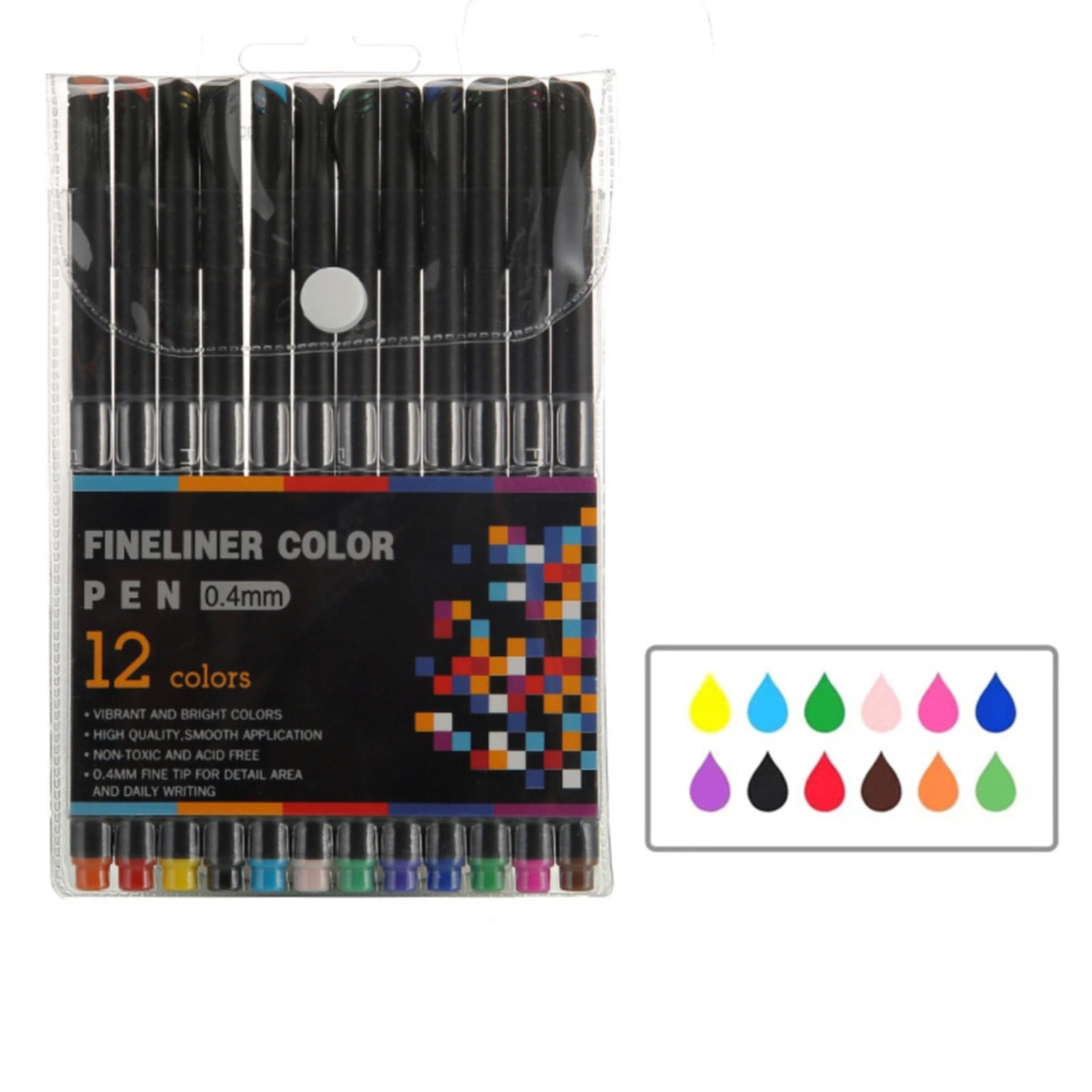 Pen Drawing Line, Fineliner Pens, 12 Colors 0.4mm Fineliner Color Pen Set Fine Point Markers Drawing Pens for Journaling, Note Taking, Calendar, Adult Coloring