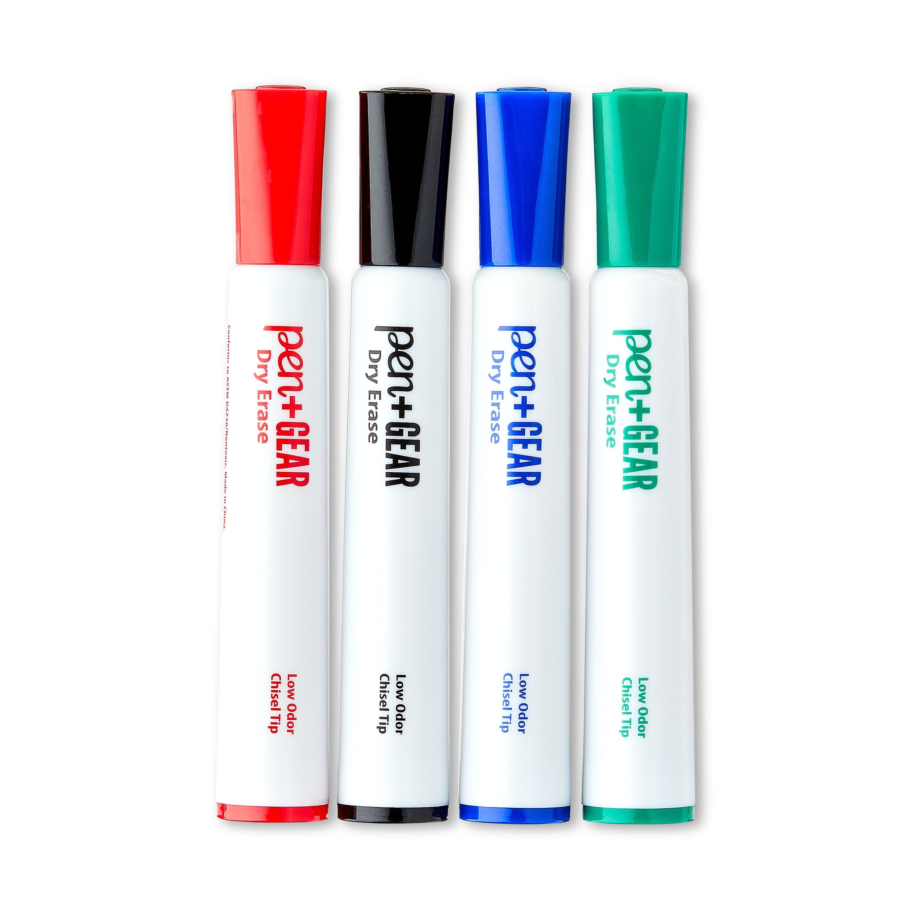 Pen+Gear Dry Erase Markers, Chisel Tip, Assorted Ink Colors, 4 Count