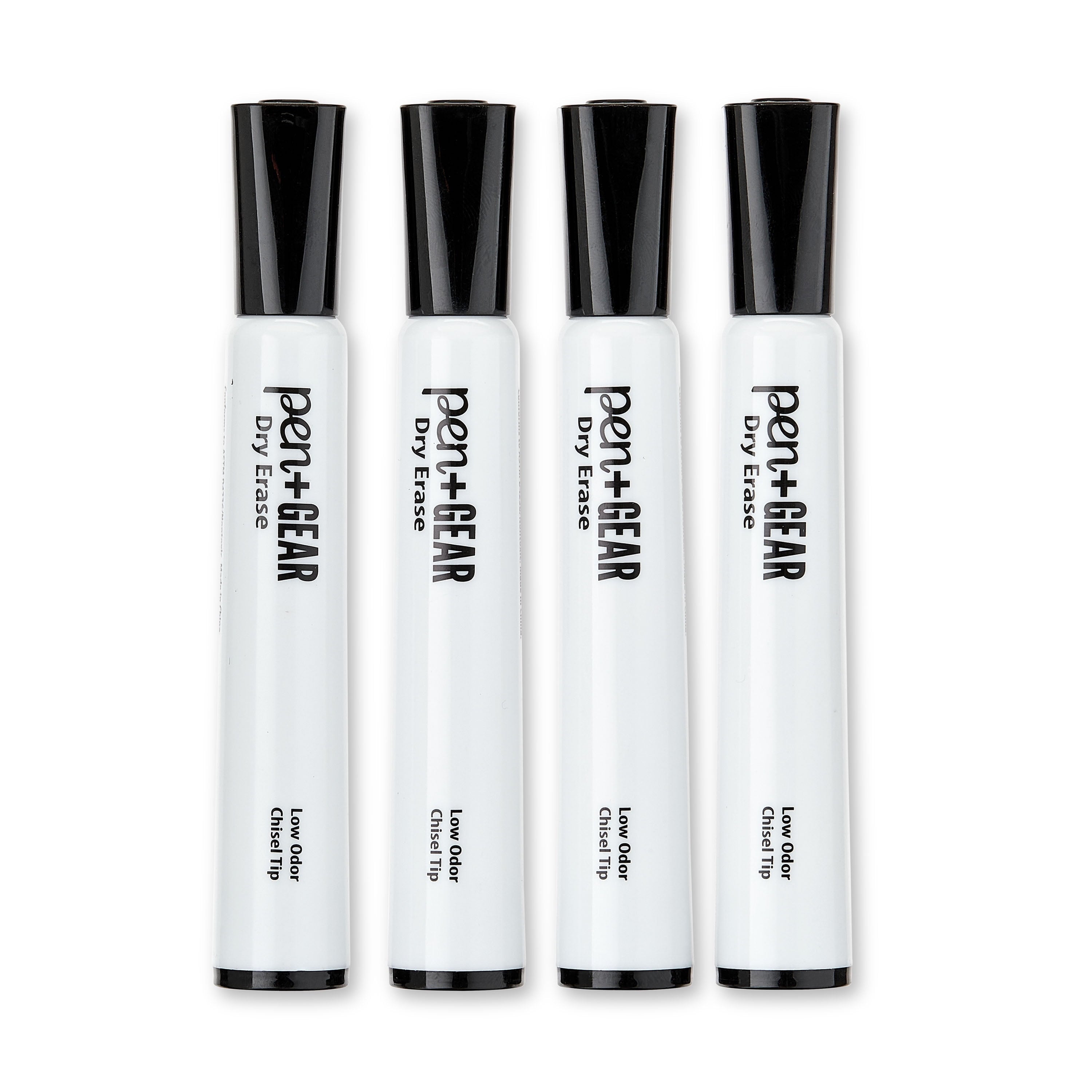 Pen+Gear Dry Erase Markers, Chisel Tip, Black Ink, 4 Count
