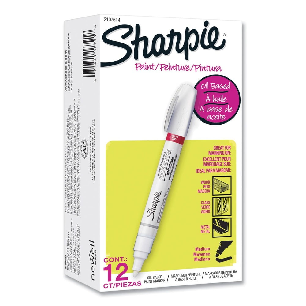 Sharpie 2107614 Medium Bullet Tip Permanent Paint Marker - White (1 Dozen)