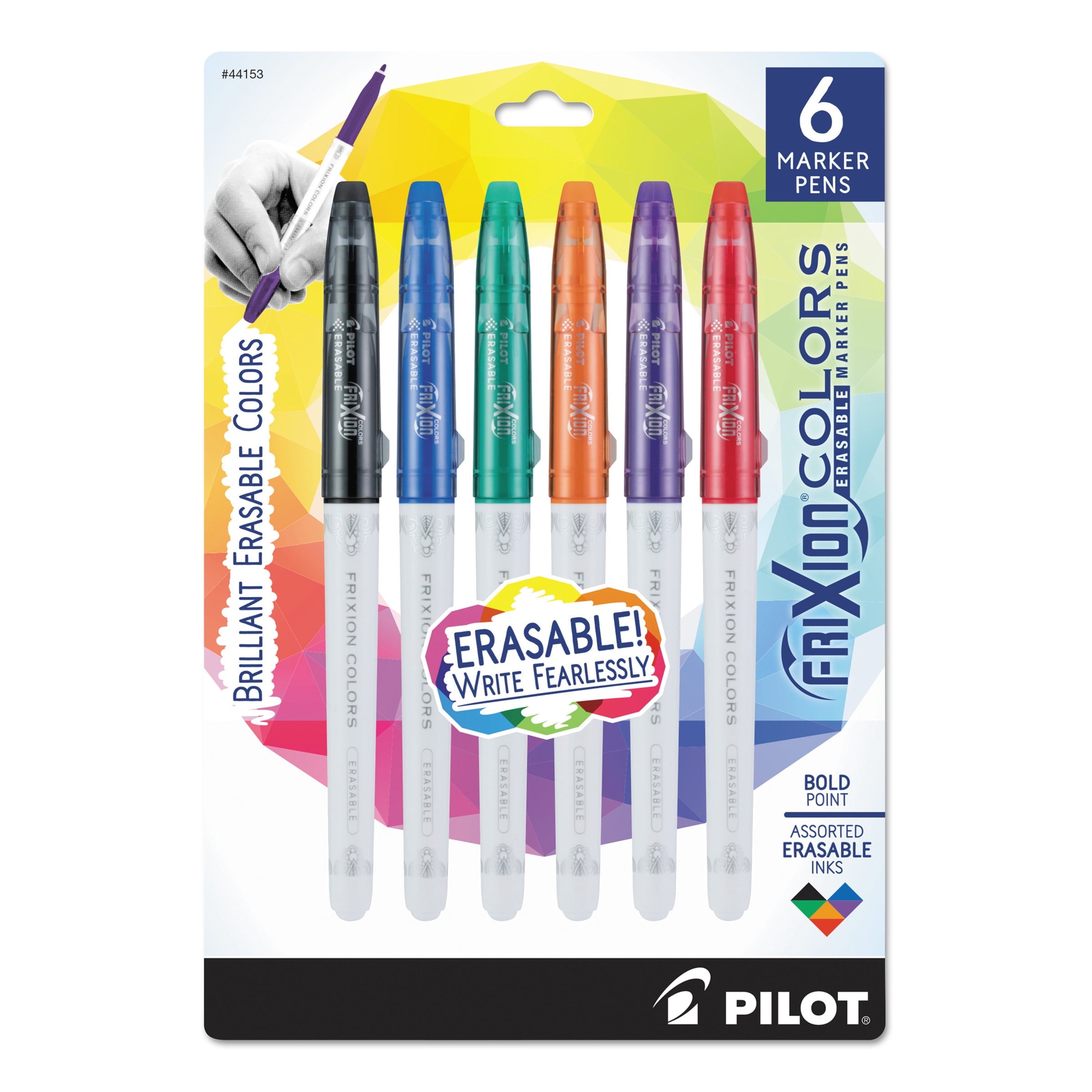 Pilot, PIL44153, FriXion Colors Erasable Marker Pens, 6 / Pack