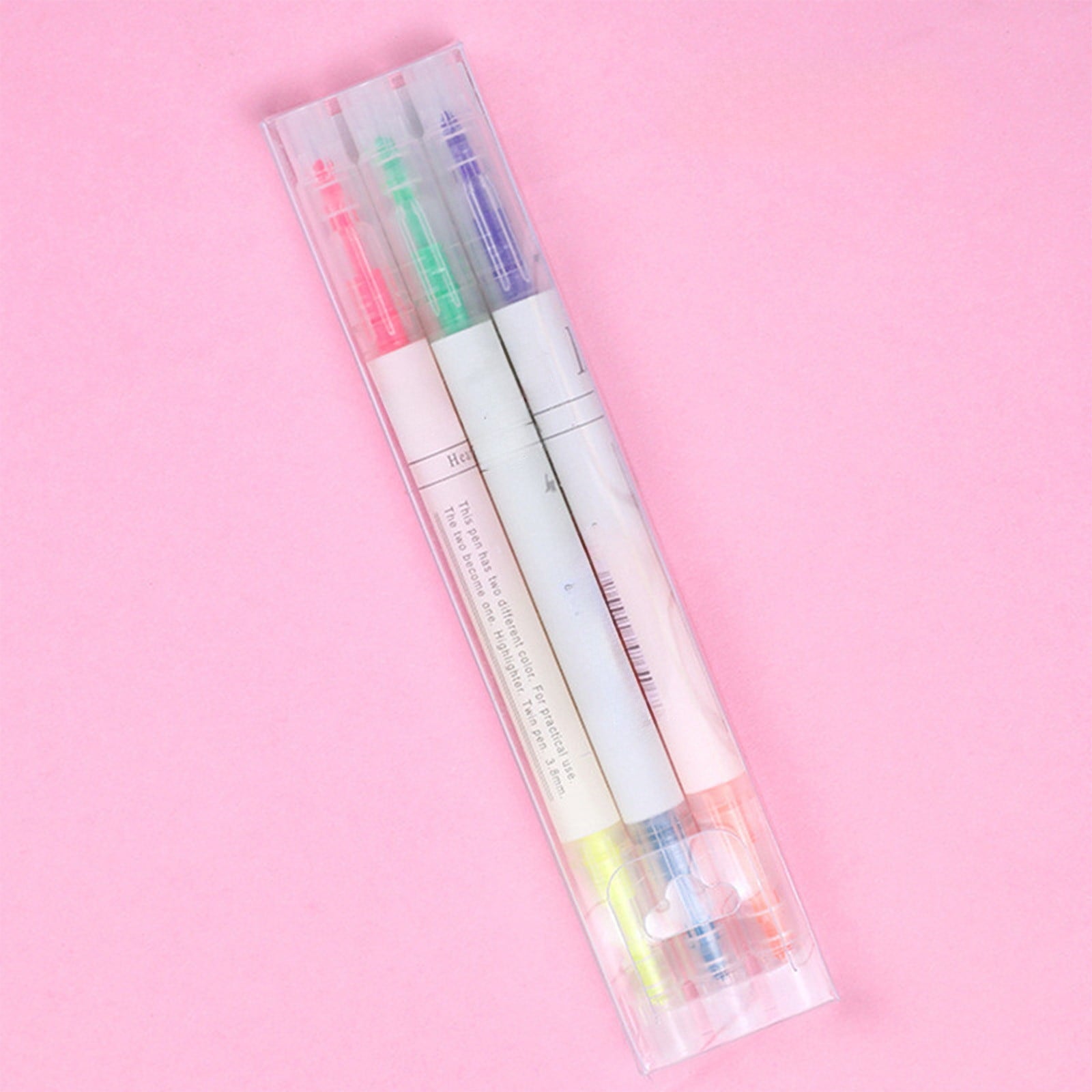 Plastic Double Tip Highlighters Set | 6 Neon Color Markers | Dual-Sided Fine & Broad Tips | Fast-Drying, Long-Lasting Ink | Fluorescent Pens for Notes, Office, Planning | 3 Packs, 6pcs Each