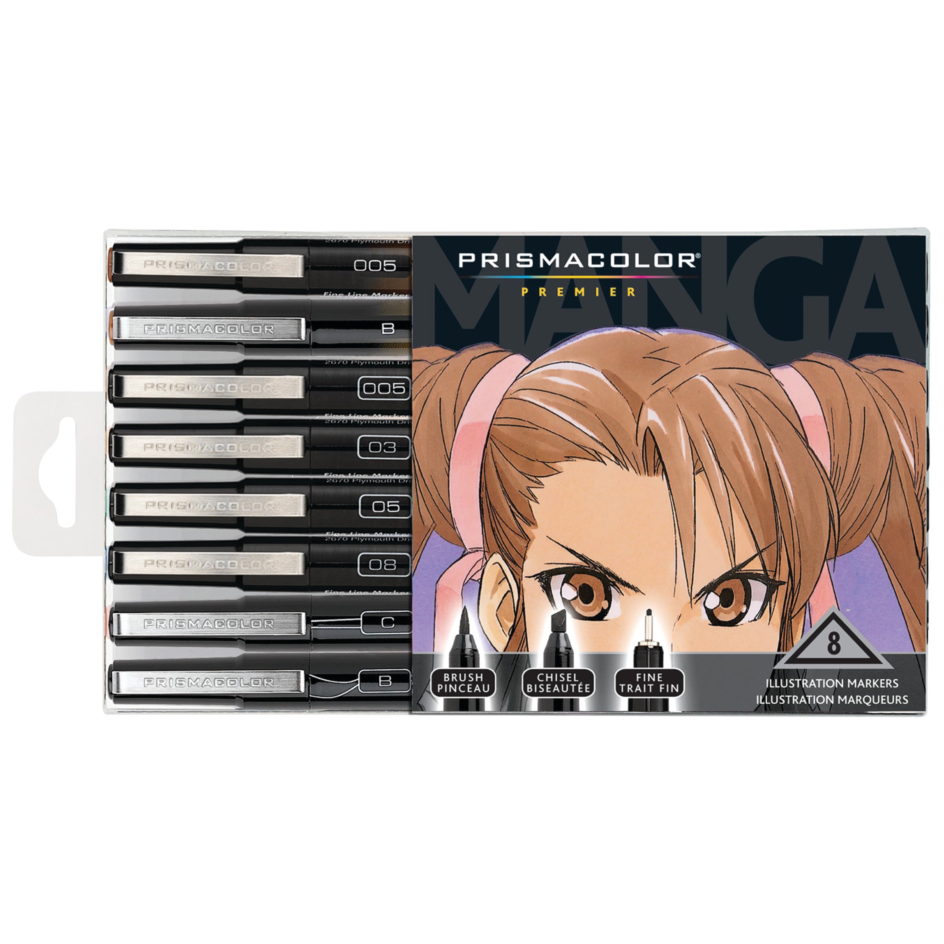 Prismacolor Premier Fine Line Marker Set, 8-Color, Manga Colors