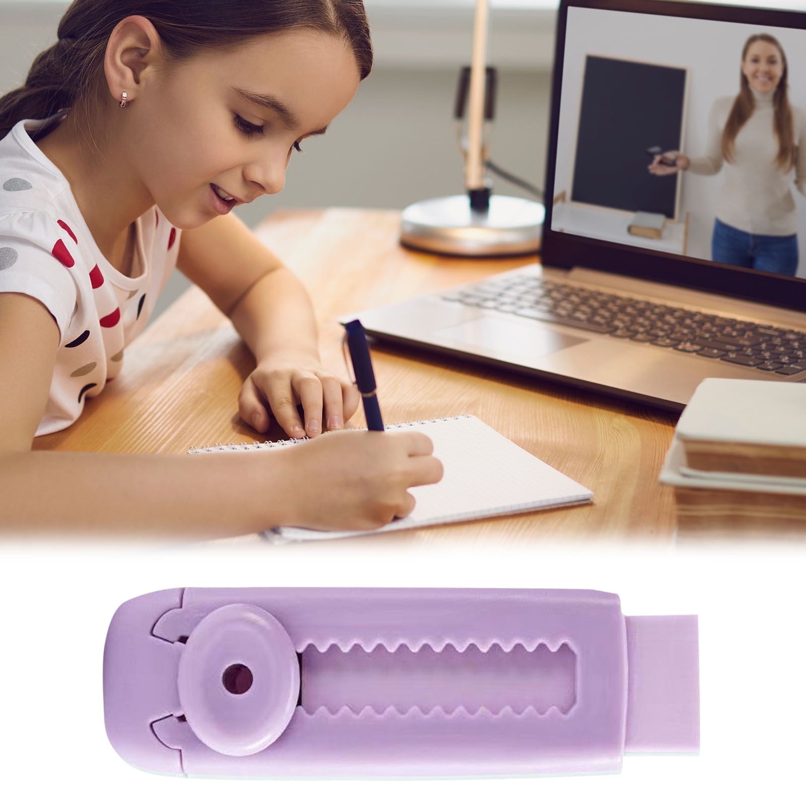 3-Ring Binder Zipper Pouch: Dual-Compartment Clear Window Pencil Case for Pens Cosmetics - 10" x 7.5" Office Travel Organizer(Blue)