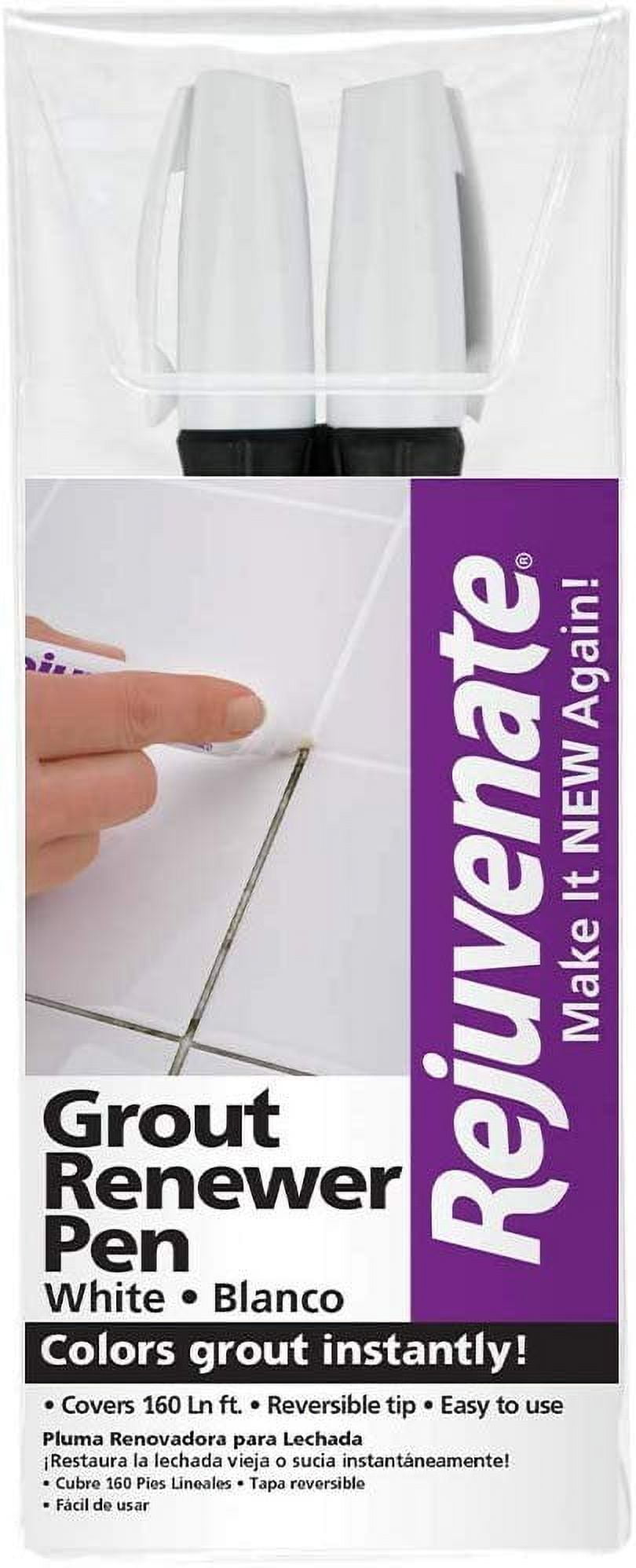 Rejuvenate White Grout Restorer Marker Pens Restore and Renew Dingy Stained Grout in Minutes 2 Units Pack