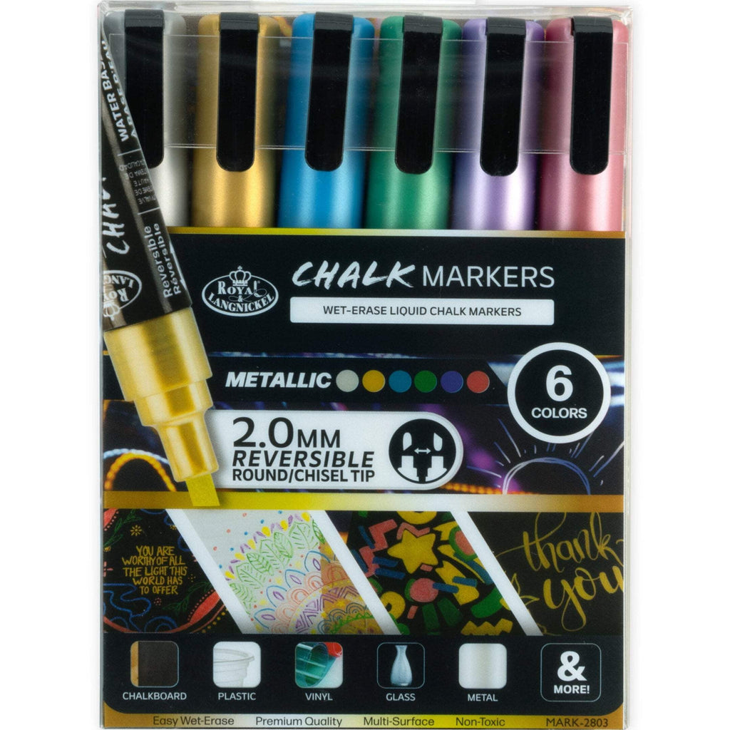 Royal & Langnickel 6 Piece 2.0 mm Metallic Chalk Marker Set