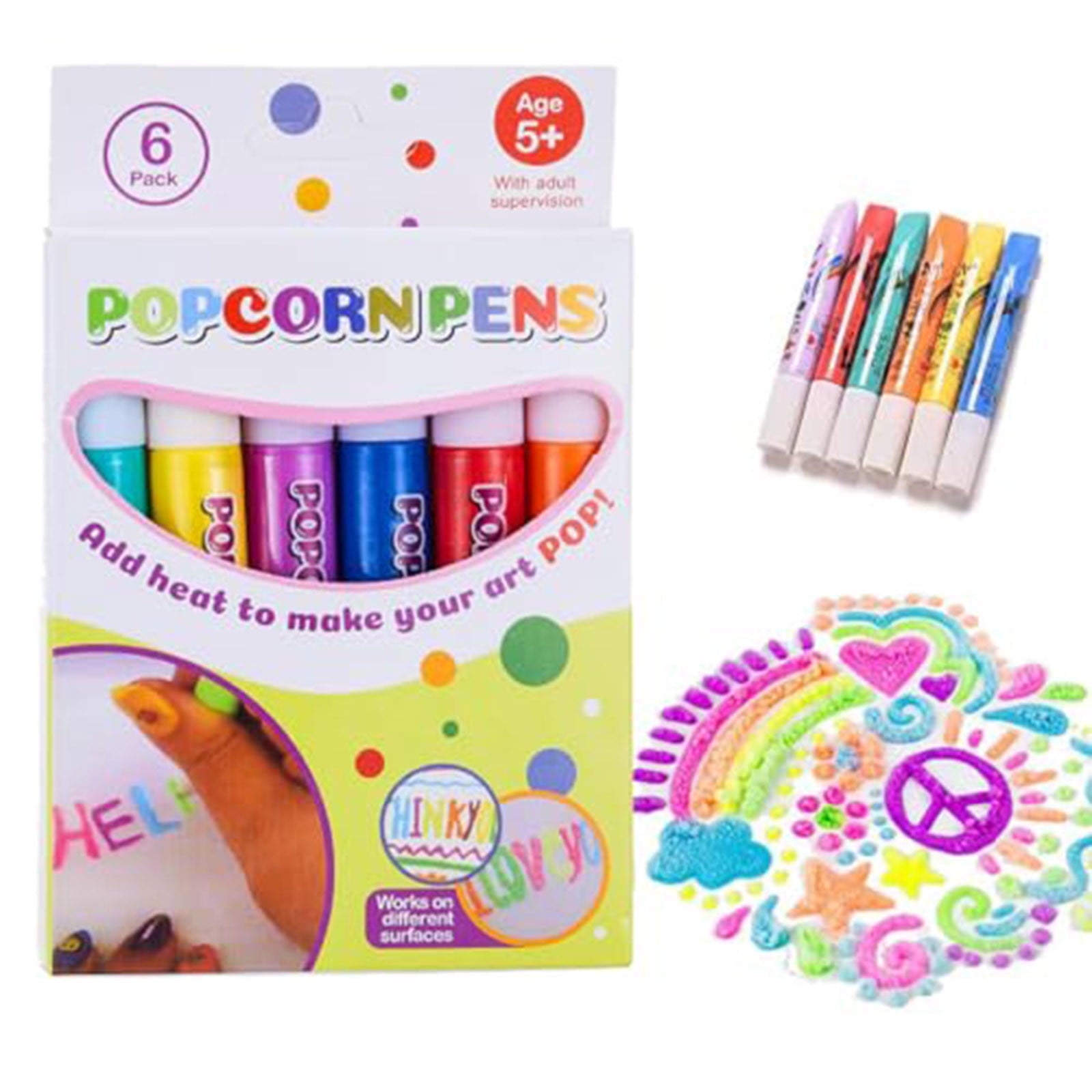 SDJMa Bubble Popcorn Drawing Pens,Magic Puffy Pens,Color Paint Pen Set,Popcorn Color Markers,Magic Popcorn Pen,Puffy Bubble Pen Puffy 3D Art Safe Pen for Birthday Christmas Gift