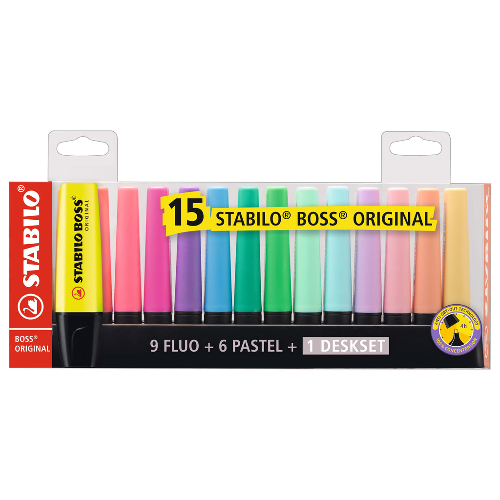 STABILO BOSS Original Highlighter Set, 15-Colors