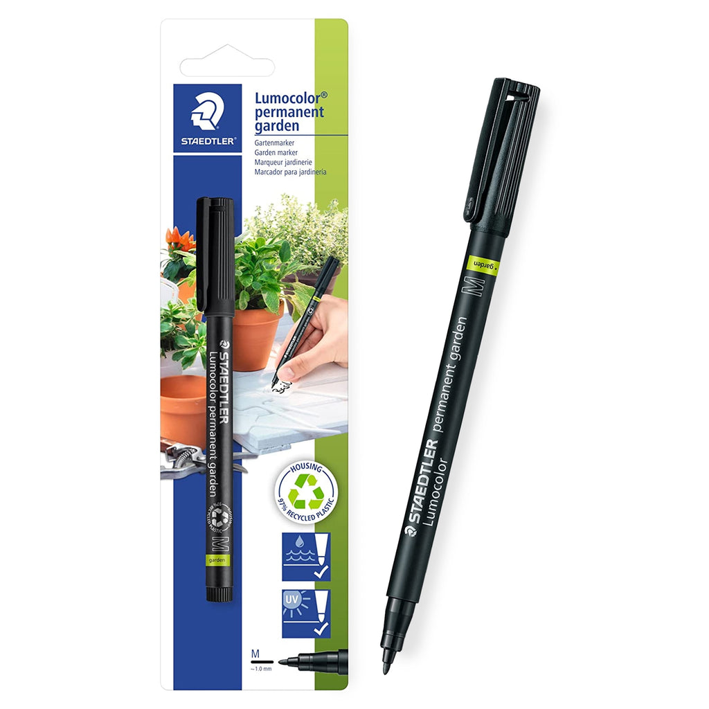 STAEDTLER Garden Marker Pen 319 Permanent Marker Outdoor Marker - Black Ink - Pack of 2