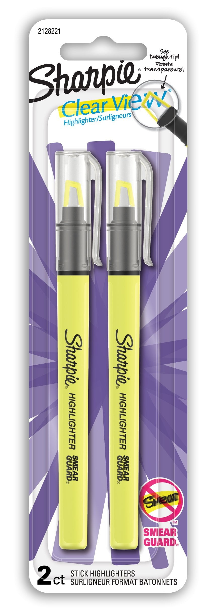 Sharpie Clear View Highlighter with See-Through Chisel Tip, Yellow, 2 Count