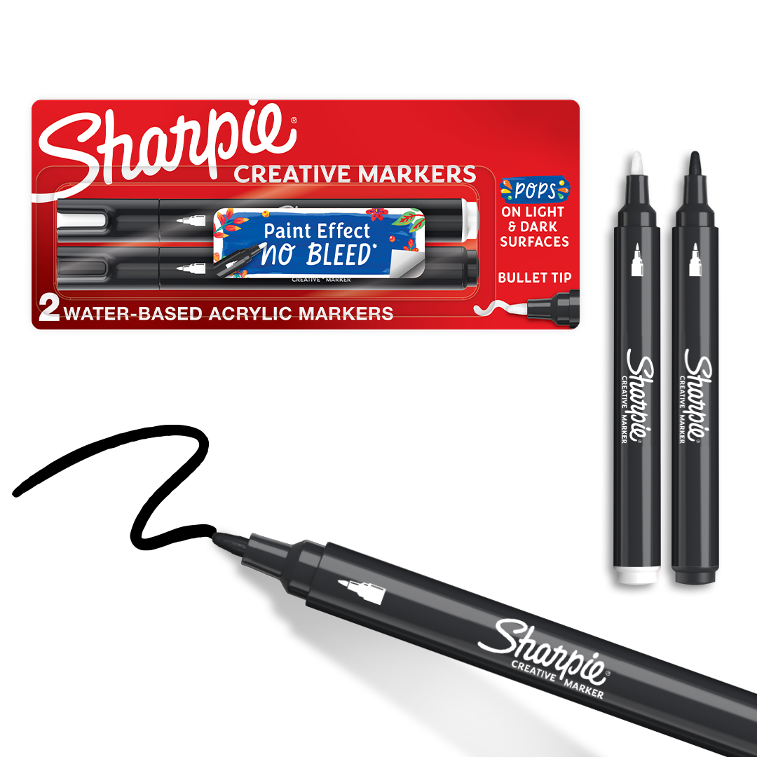 Sharpie Creative Markers, Water-Based Acrylic Markers, Bullet Tip, Assorted Colors, 2 Count