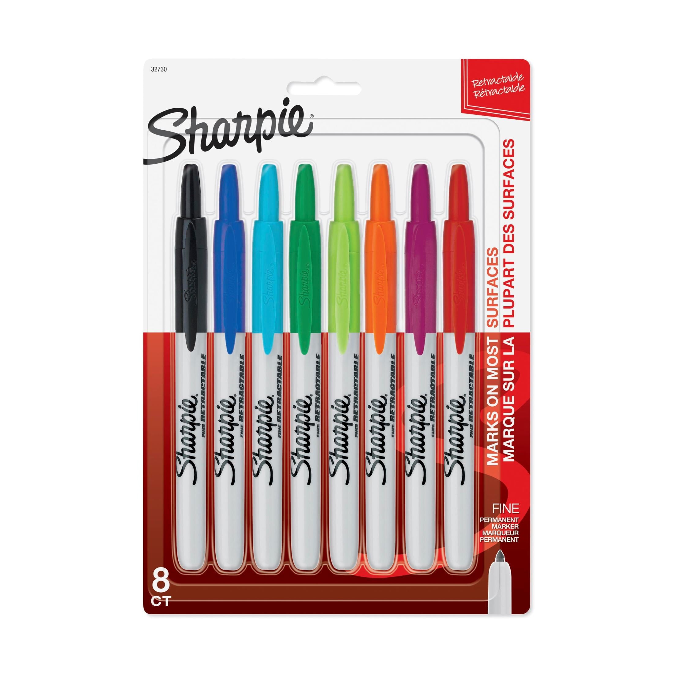Sharpie Fine Point Retractable Markers, Assorted Colors, 8 Count