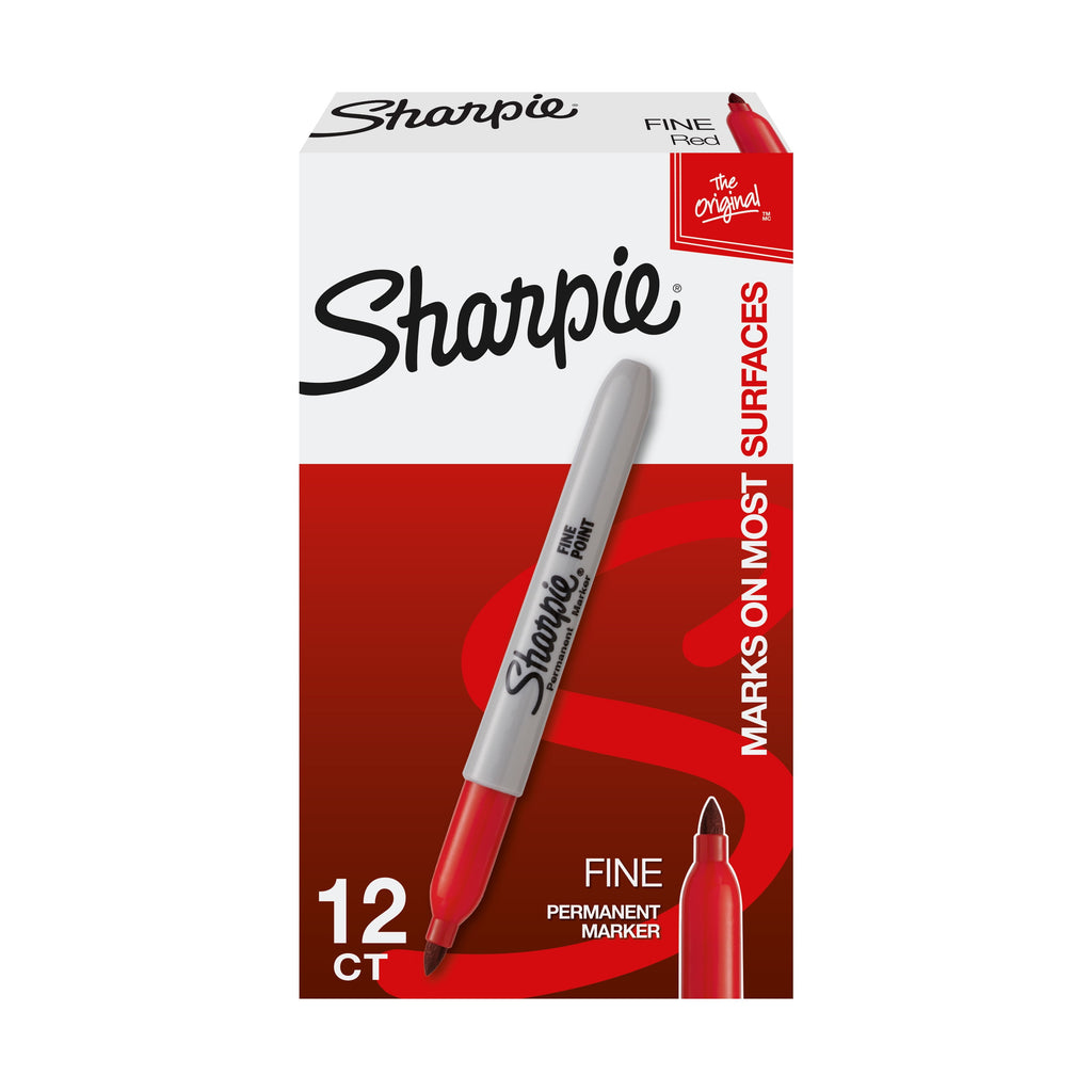 Sharpie® Industrial Permanent Markers, Fine Point, Black, Pack Of 12