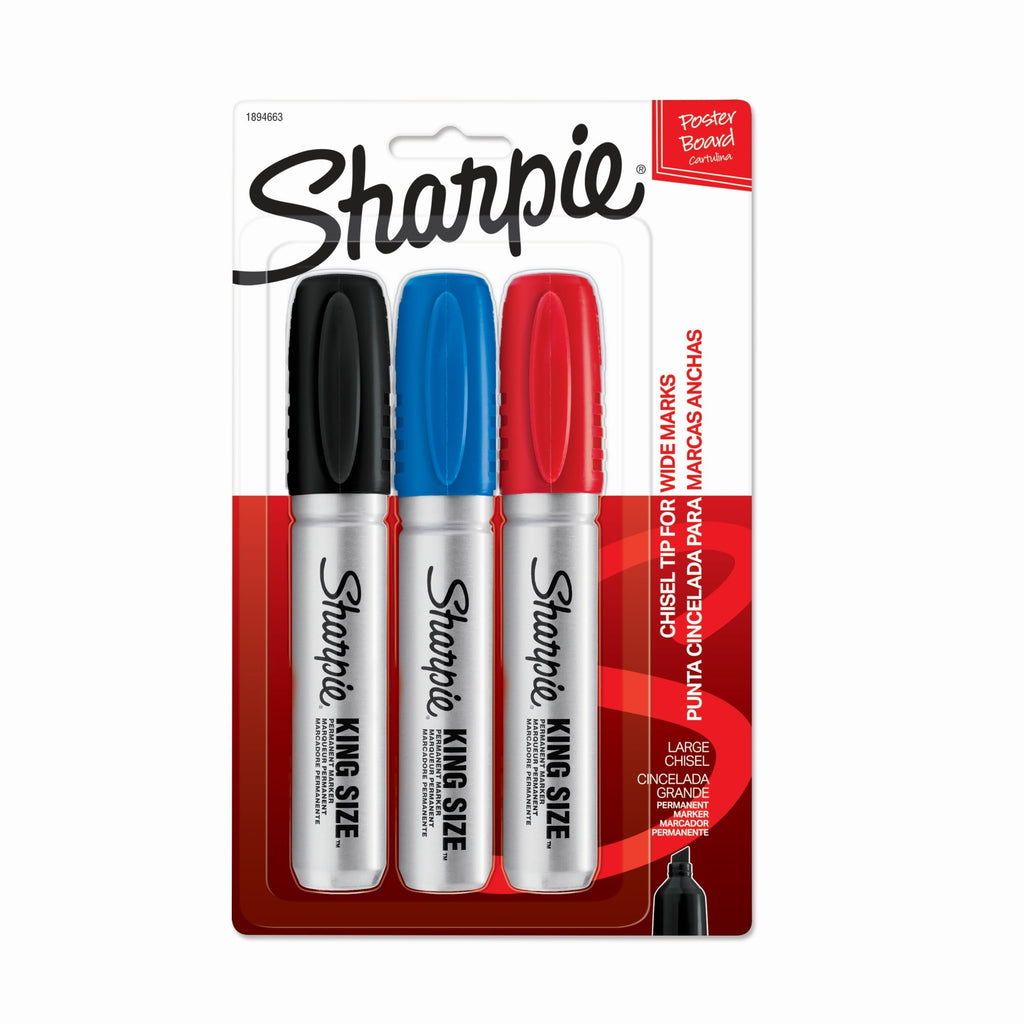 Sharpie King Size Permanent Markers, Large Chisel Tip, Black, 12 Count