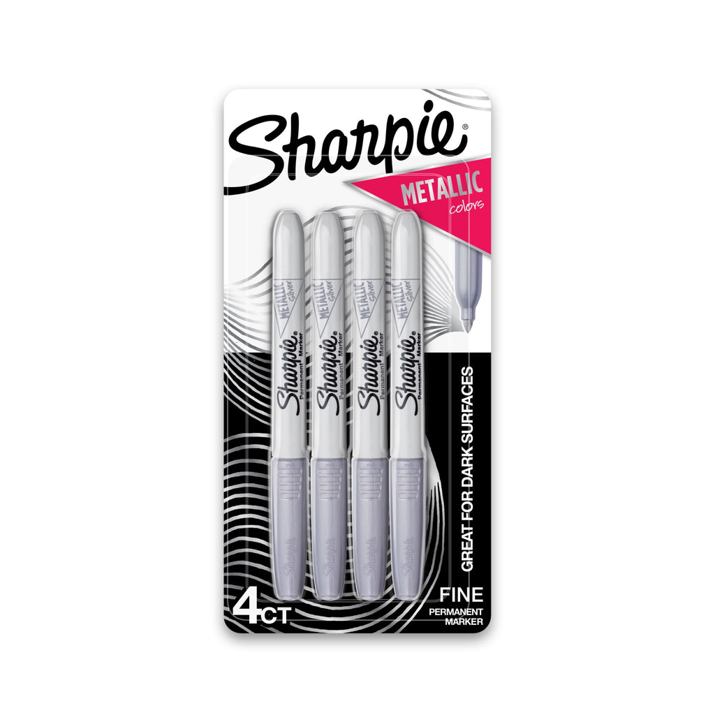 Sharpie Metallic Permanent Marker, Metallic Silver, 4/Pack