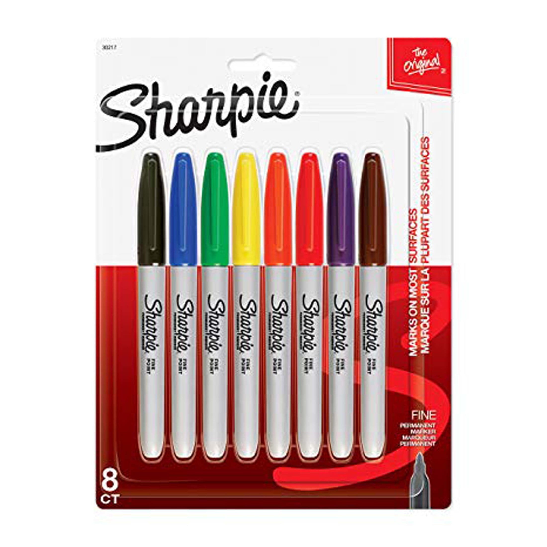 Sharpie Permanent Markers, Fine Point, Assorted Colors, 8 Count