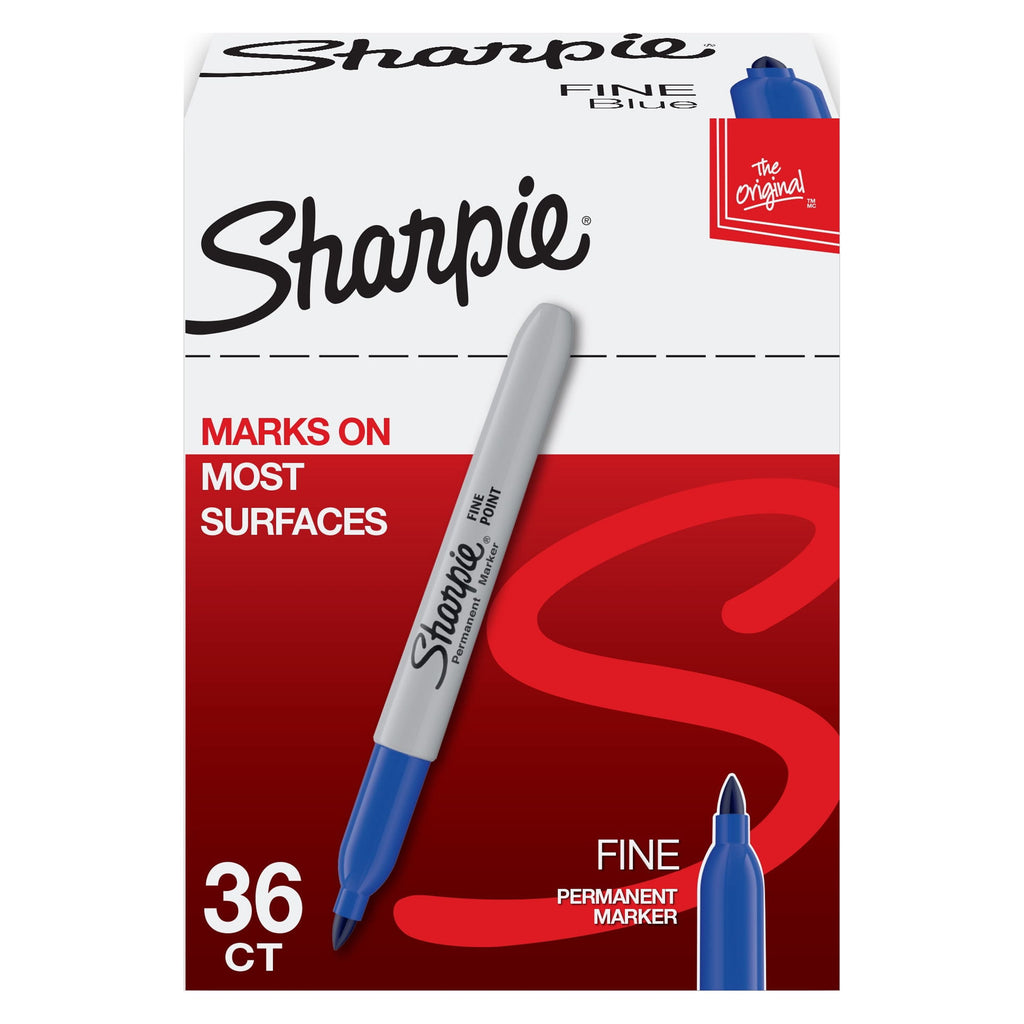 Sharpie Permanent Markers, Fine Point, Blue, 36 Count