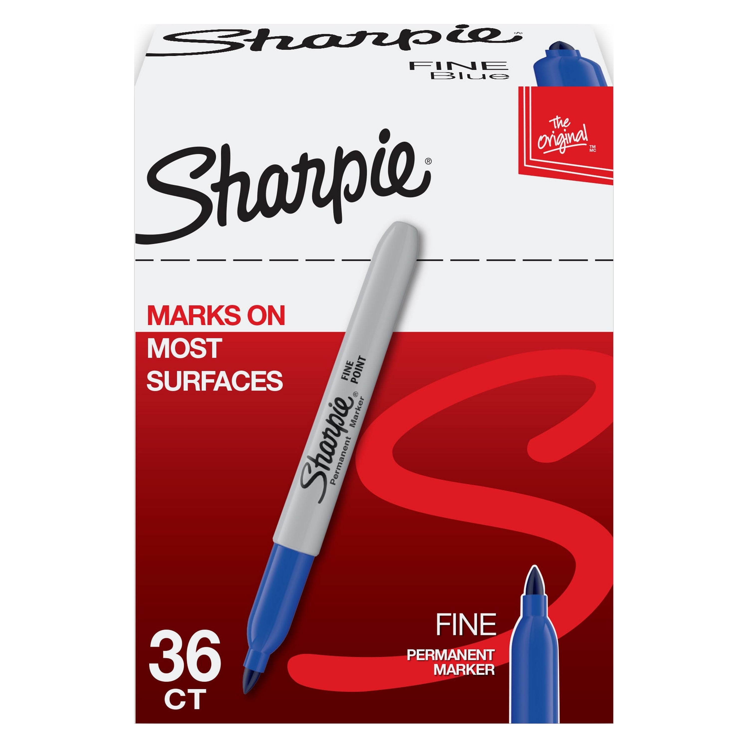 Sharpie Permanent Markers, Fine Point, Blue, 36 Count
