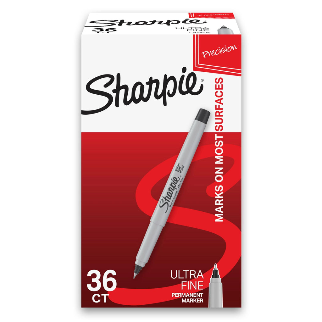 Sharpie Permanent Markers, Ultra Fine Point, Black, Pack of 36