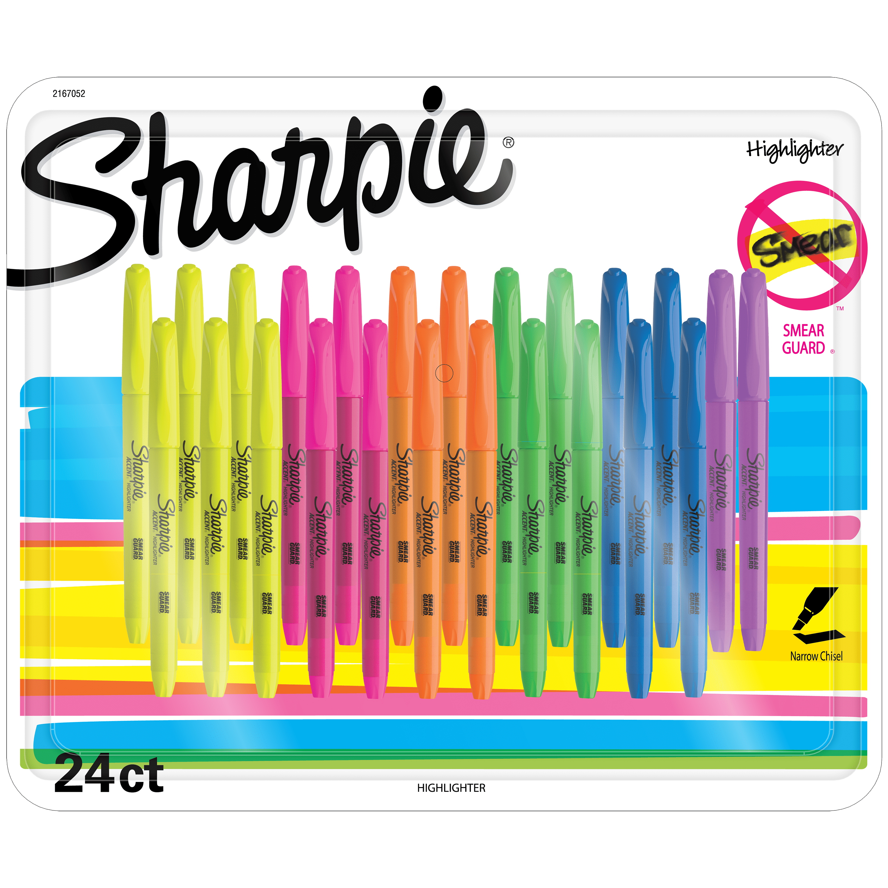 Sharpie Pocket Highlighters, Chisel Tip, 24 Count