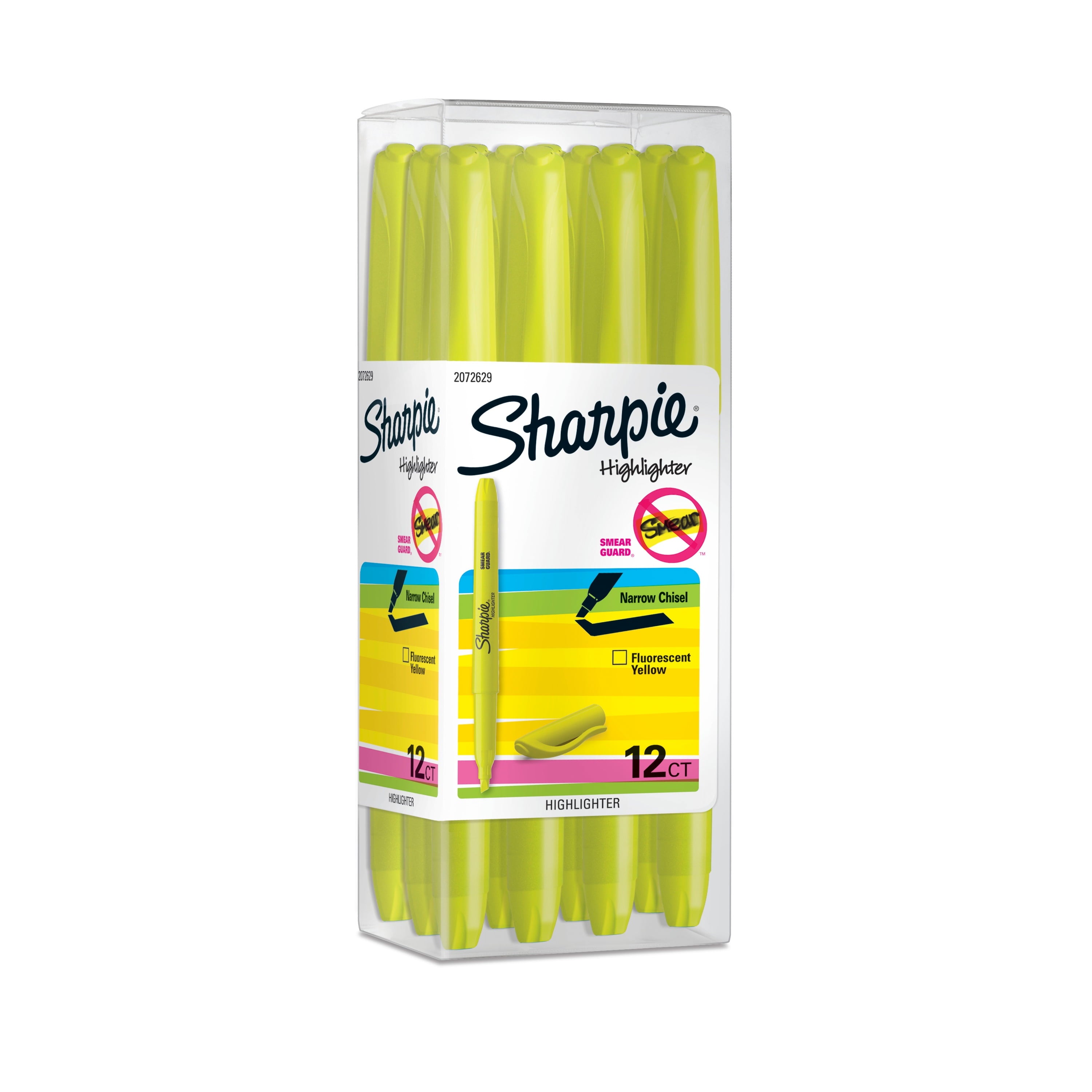 Sharpie® Pocket Style Highlighter, Fluorescent Yellow, 12 Count