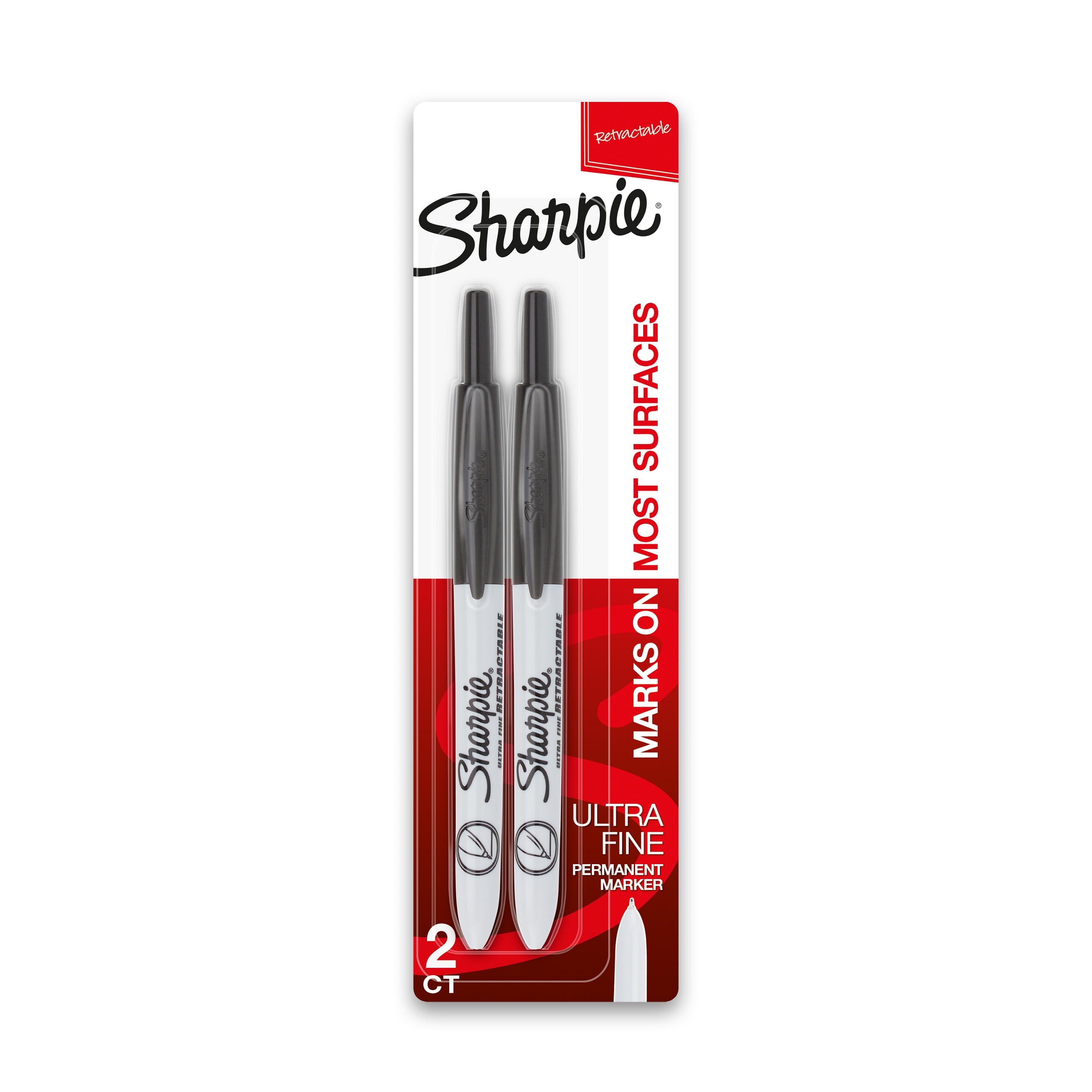 Sharpie Retractable Permanent Markers, Ultra Fine Tip, 2 Count