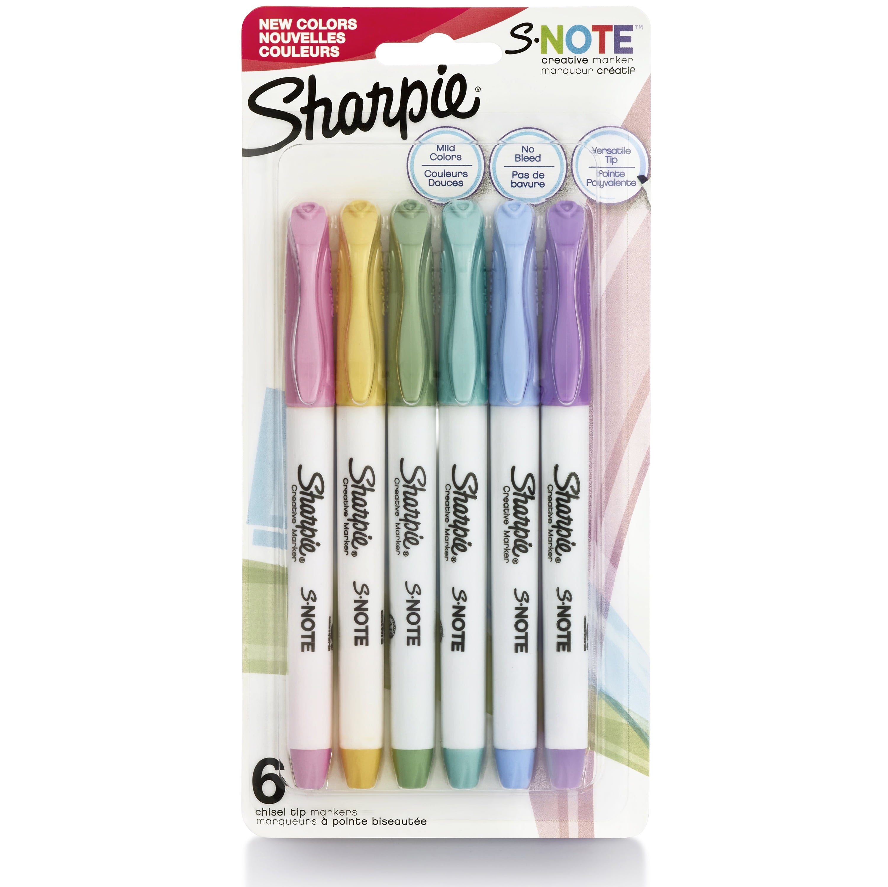 Sharpie S-Note Creative Markers, Highlighters, Assorted Colors, Chisel Tip, 6 Count