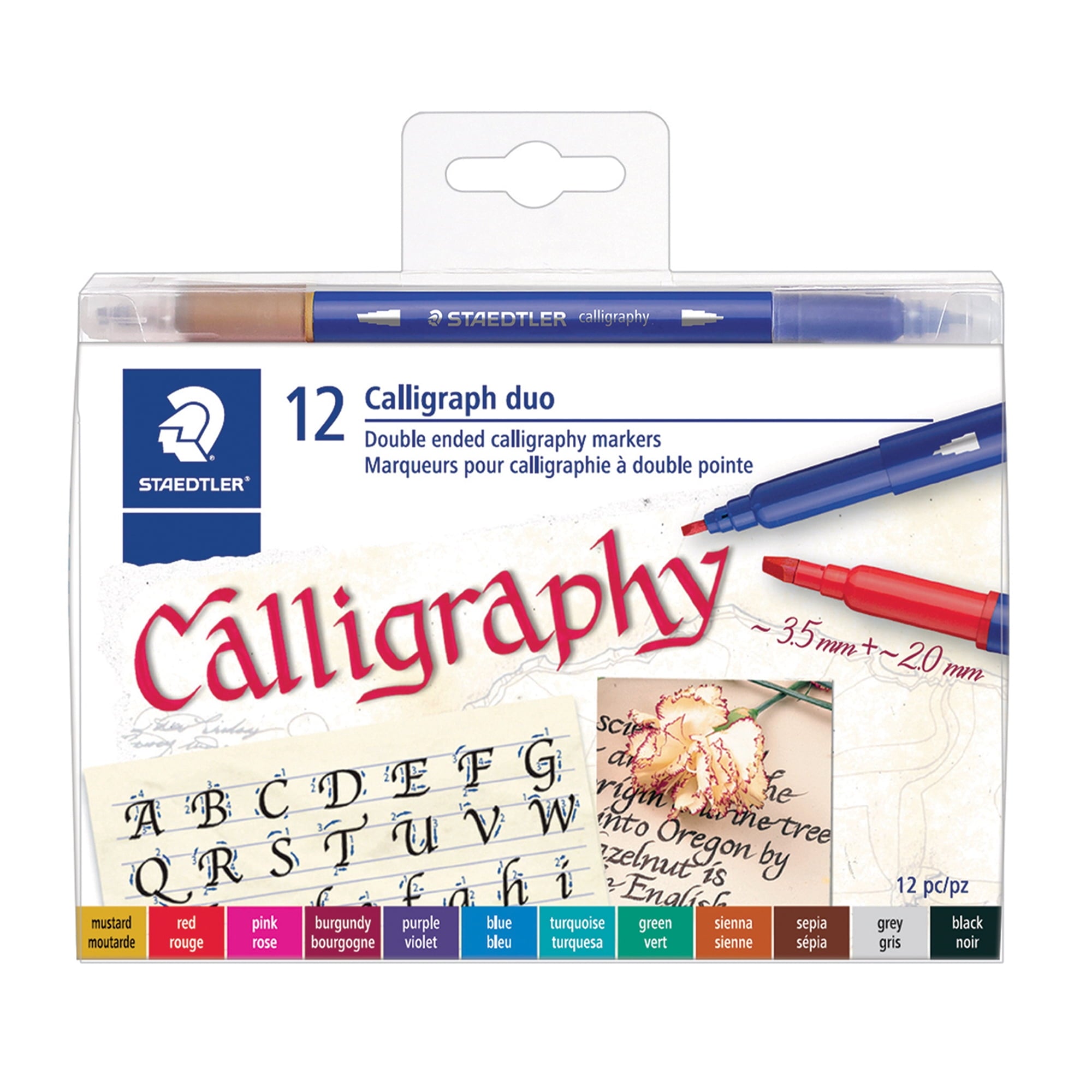 Staedtler Double Ended Calligraphy Markers, 12 Count, Multi-color, (3002T12CV)