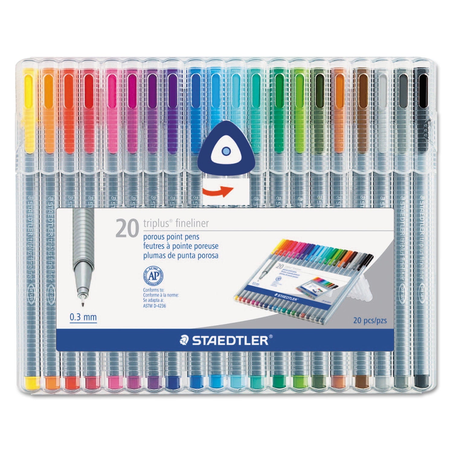 Staedtler triplus Fineliner Marker, Super Fine, Water-Based, 20 Color Set