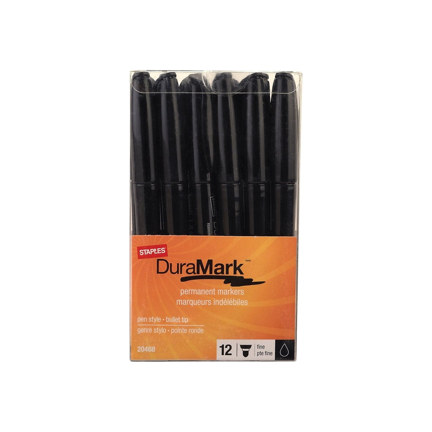 Staples DuraMark Permanent Markers Fine Point Black 12/Pack (20468-CC) 910000